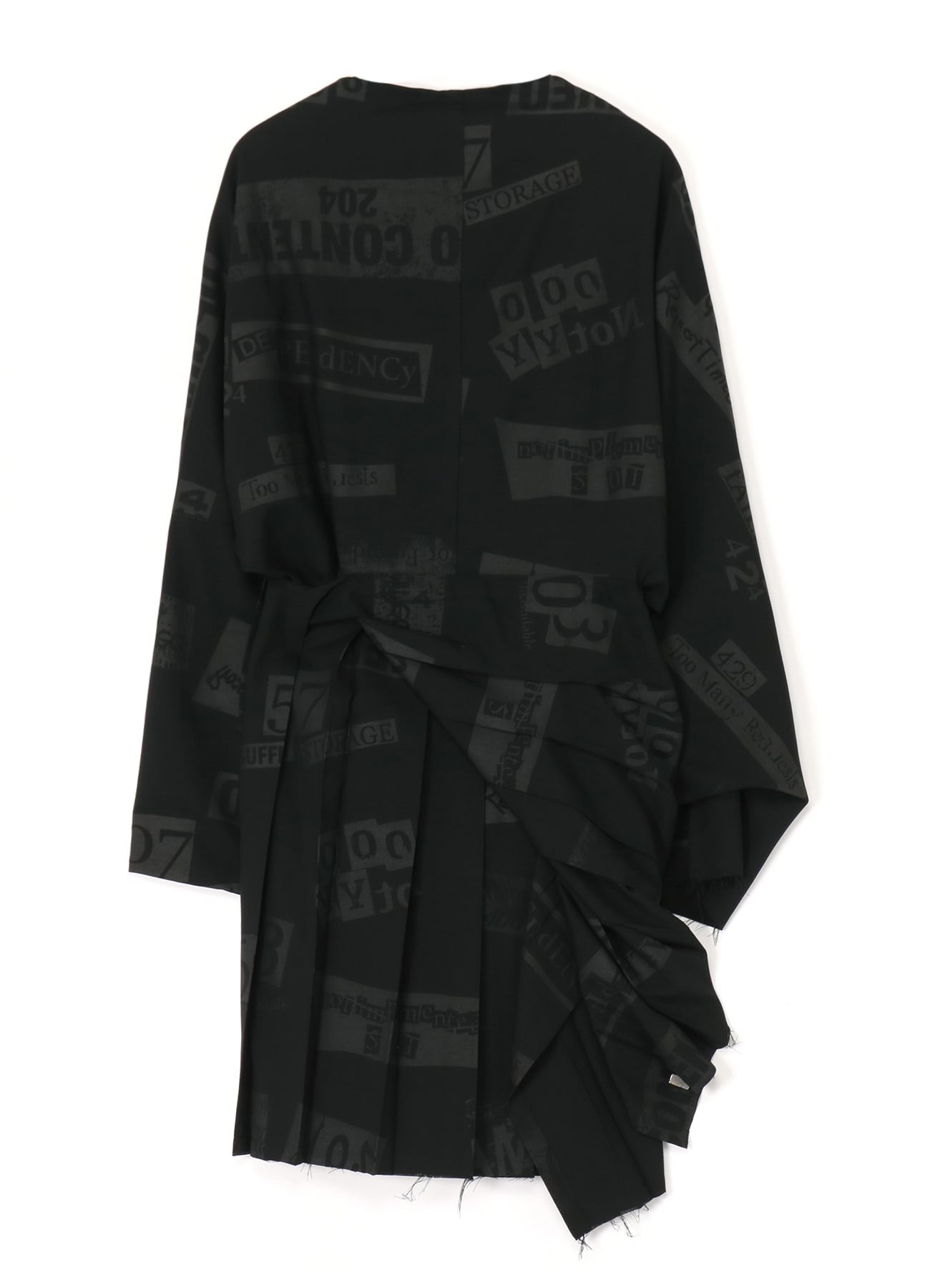 PRINTED SERGE DRESS WITH PLEATED FRONT DETAILS