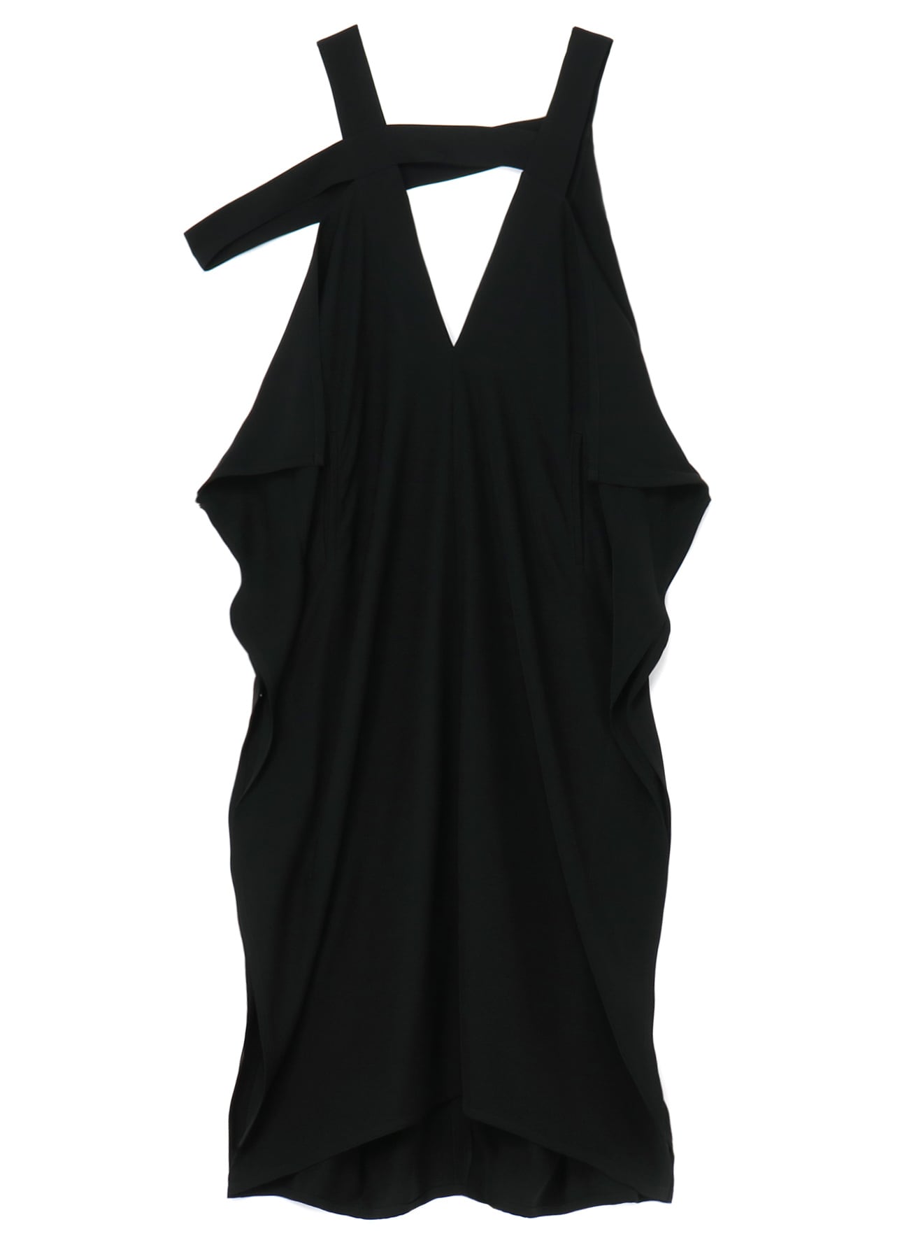 Black Double Satin Halter-Neck Dress