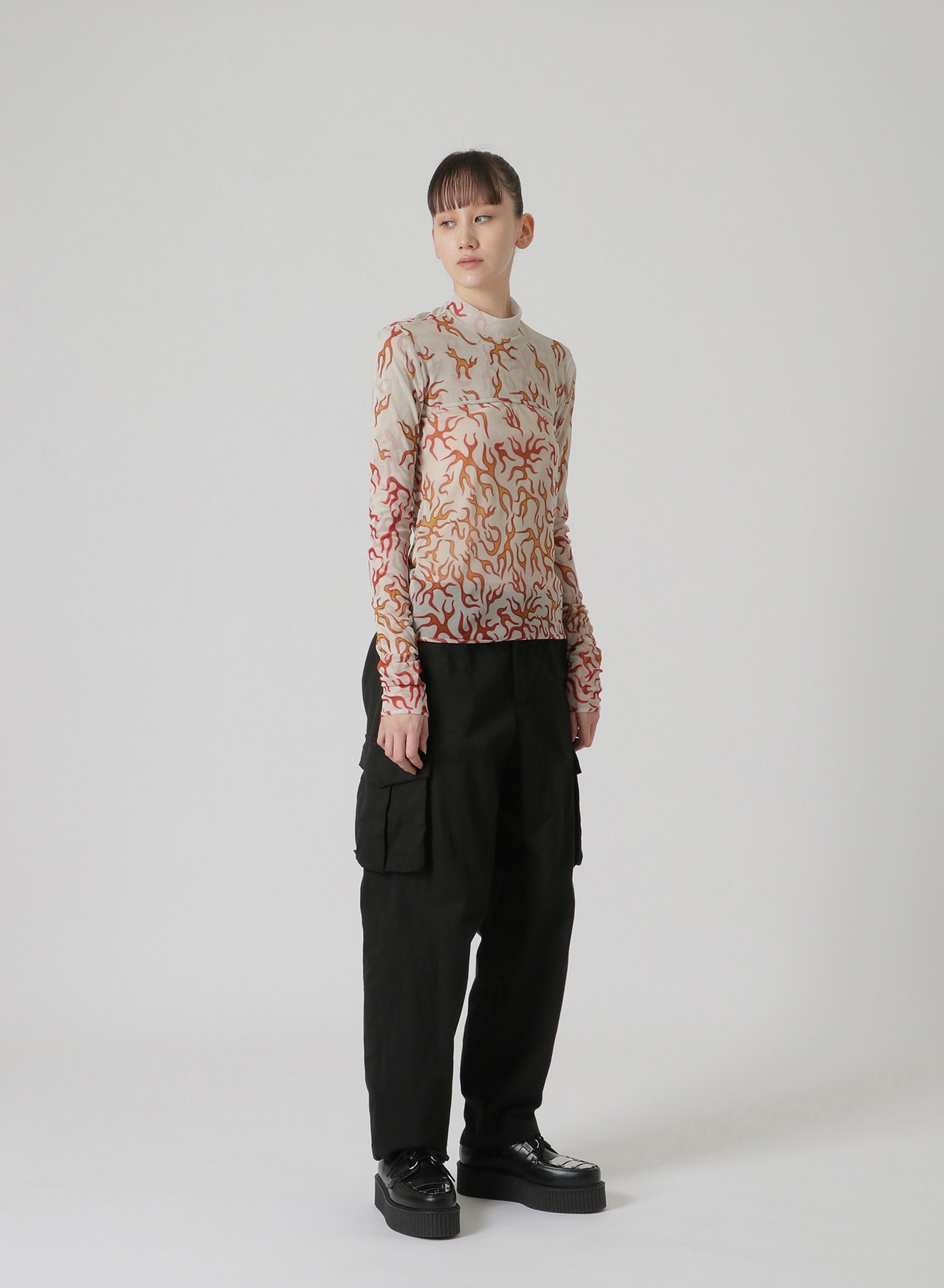 FIRE PRINT EXTREME CROP TOP WITH MOCK TURTLENECK