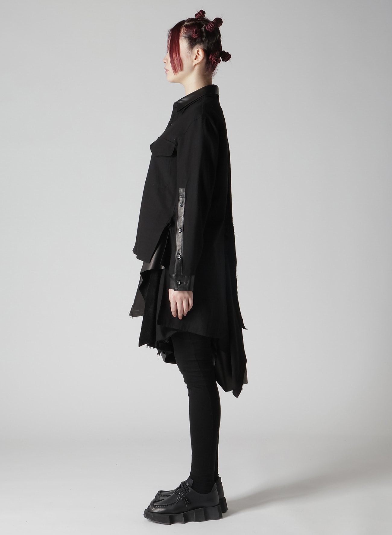 LIGHT SERGE LAYERED COLLAR SHIRT