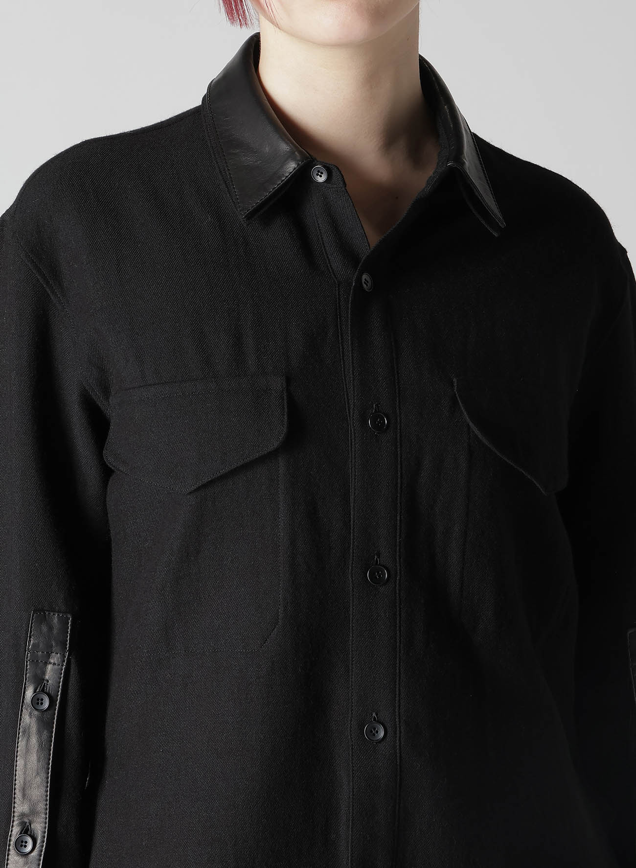 LIGHT SERGE LAYERED COLLAR SHIRT