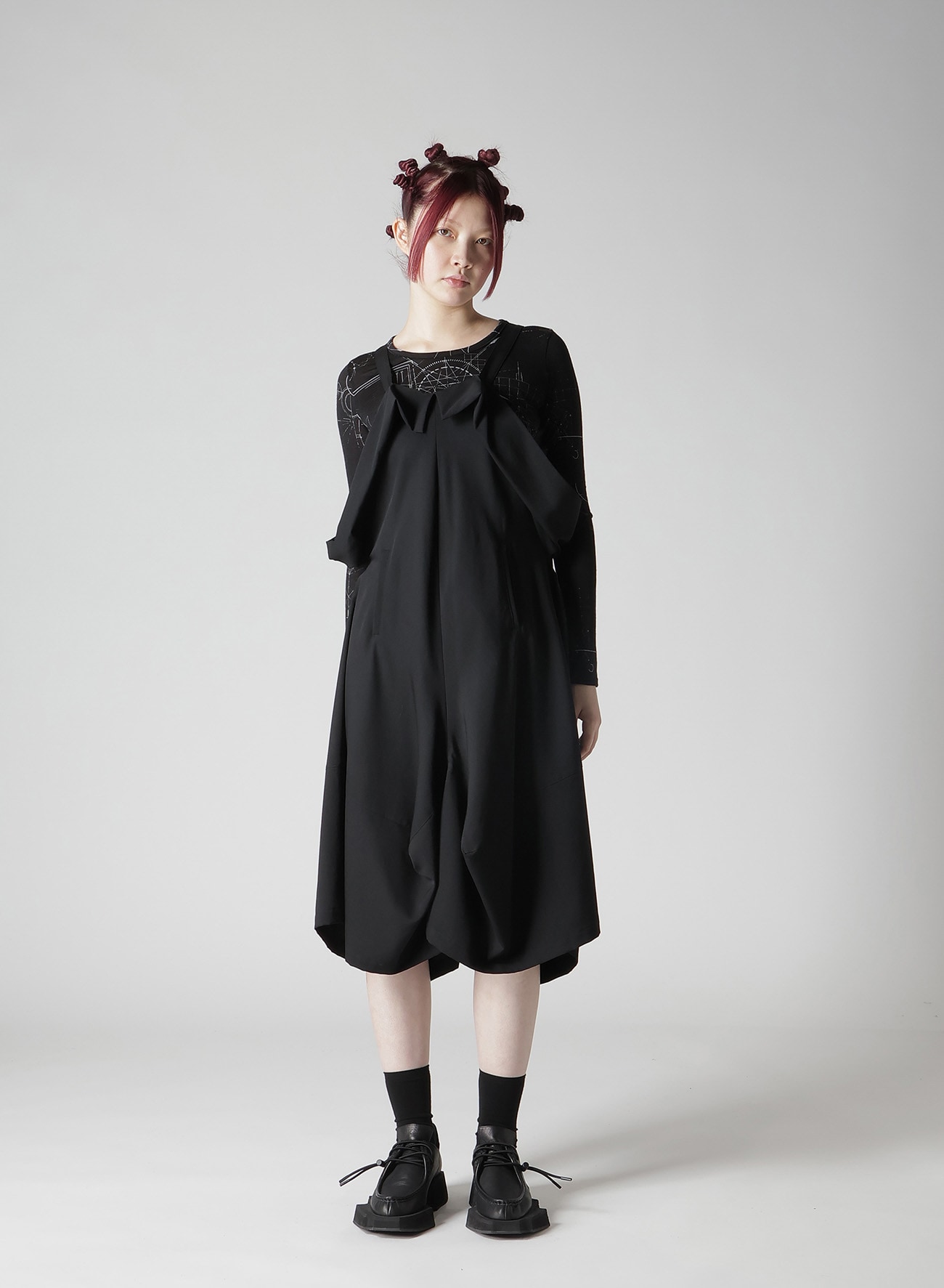 WOOL GABARDINE SHOULDER STRING DRESS