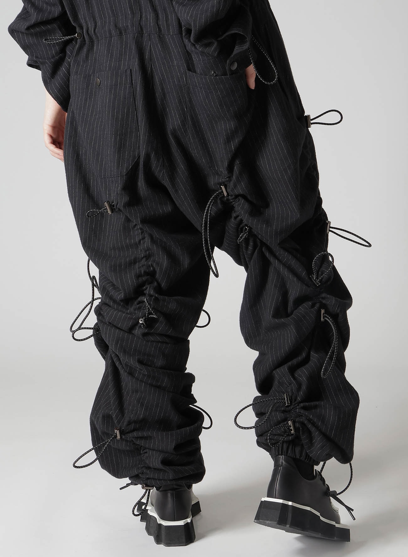 LOOSE ELASTIC OVERALL WITH STRIPES