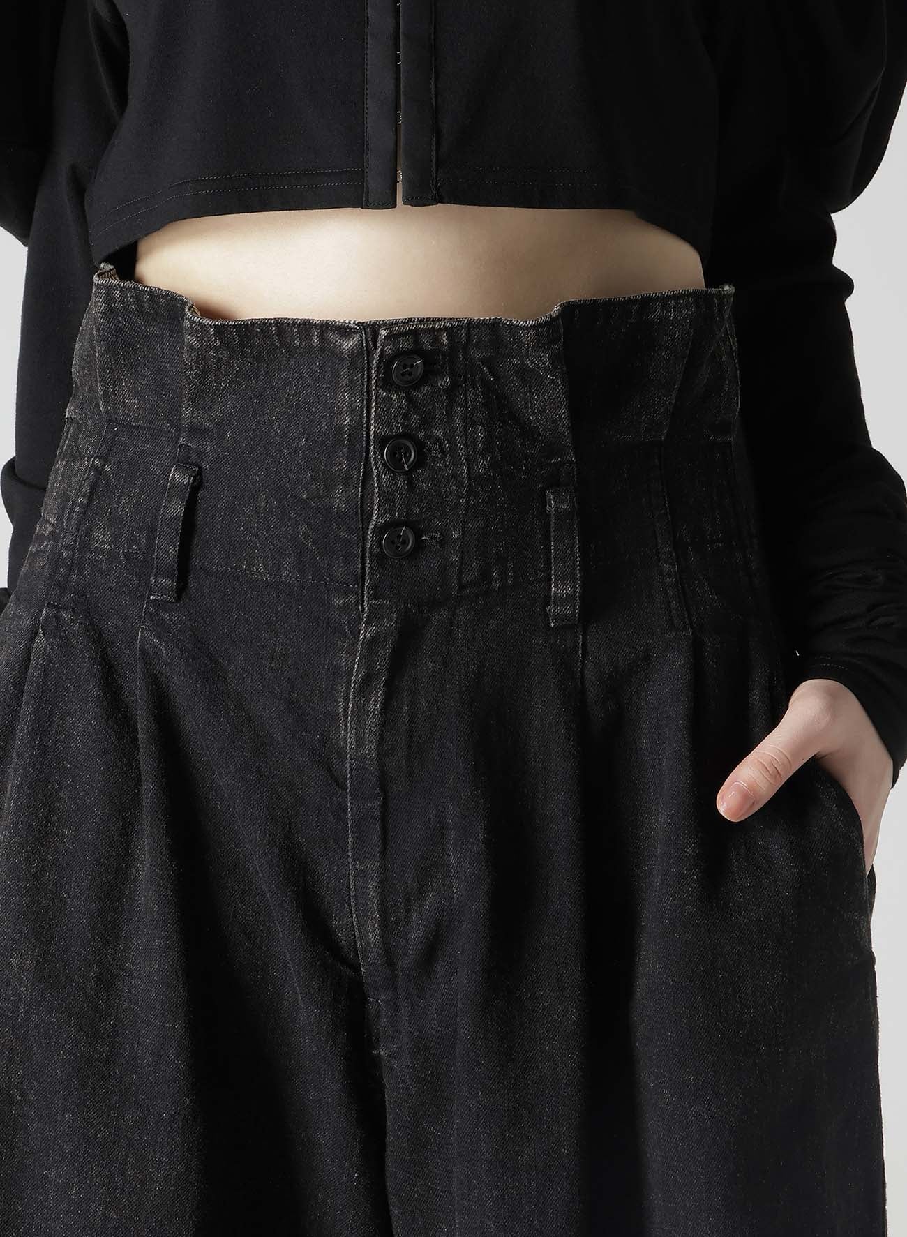 POWDER BLEACH HIGH-WAIST CROPPED PANTS