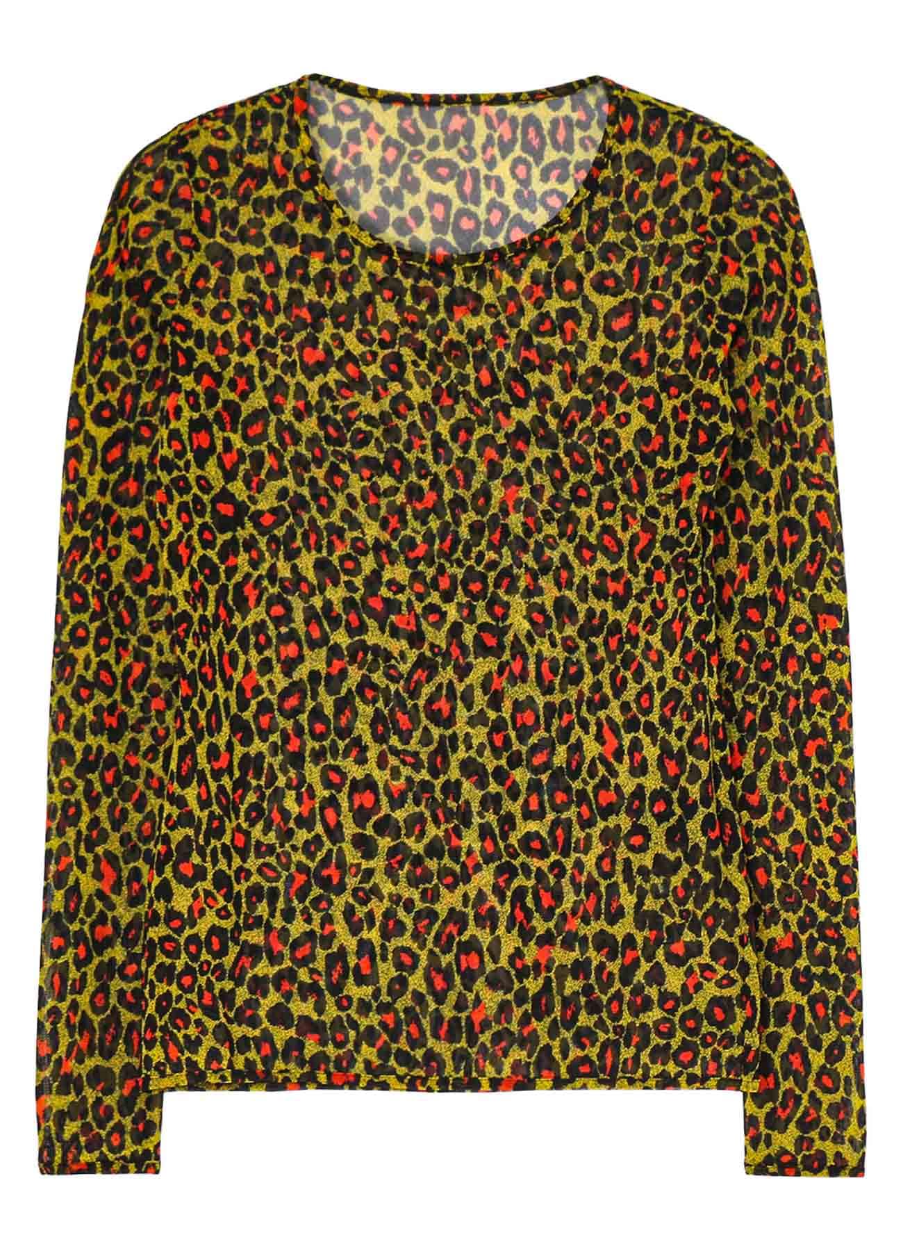 LEOPARD TULLE COMPACT LONG T-SHIRT
