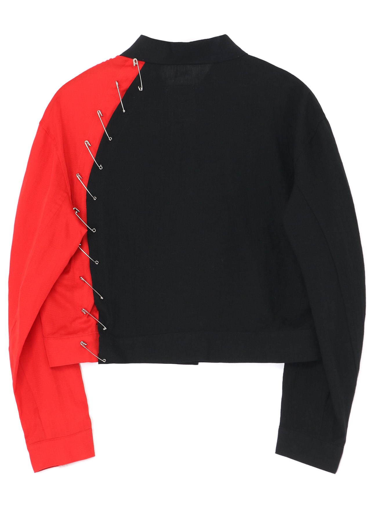 BLACK+RED COMBI  BLOUSON WITH PIN