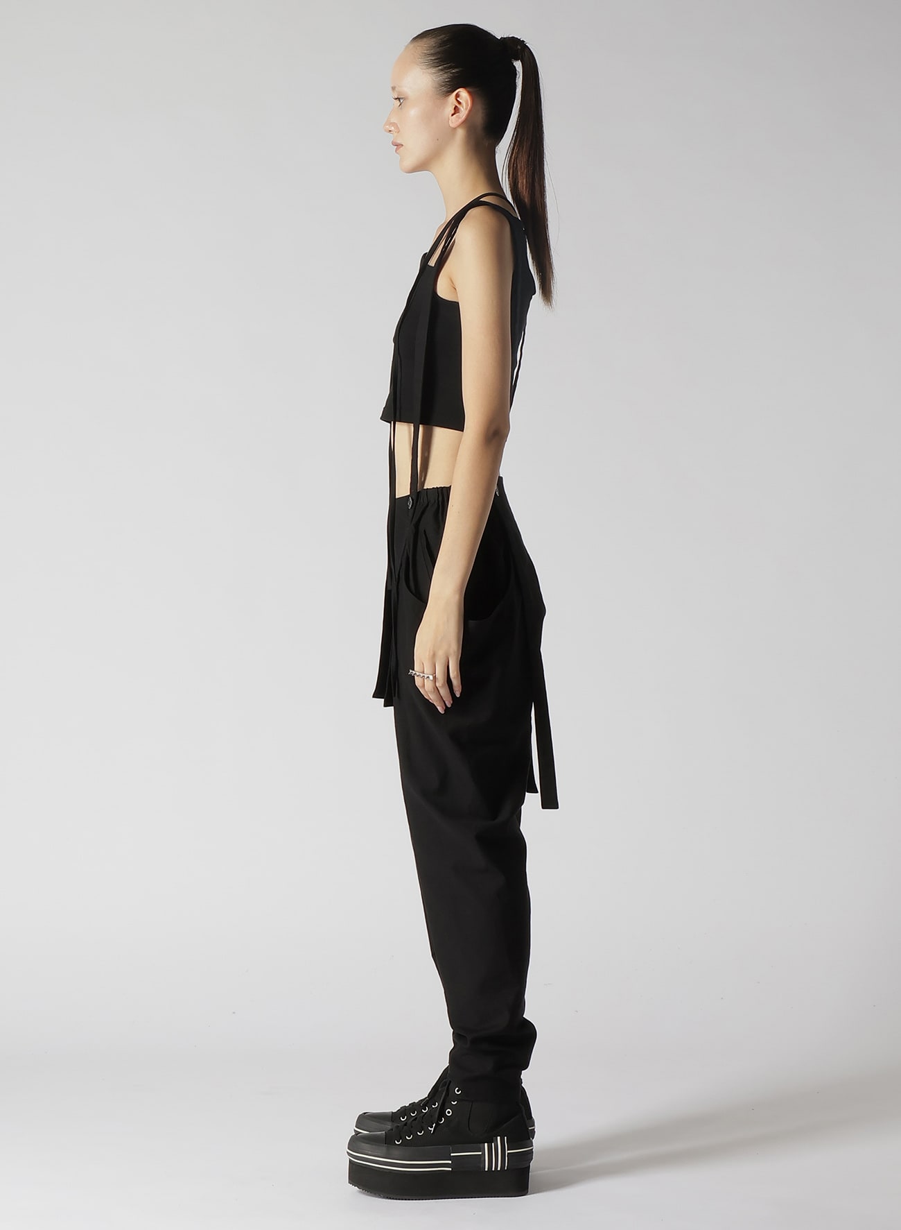 COTTON SERGE PANTS WITH SUSPENDERS