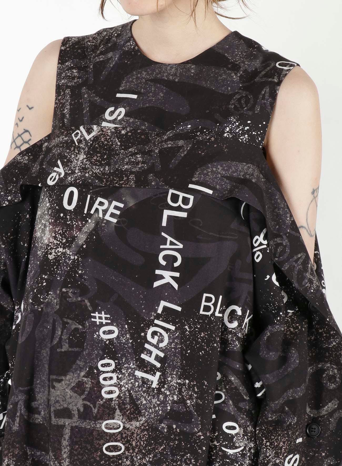 Black Light Print B Cross Off Shoulder Dress