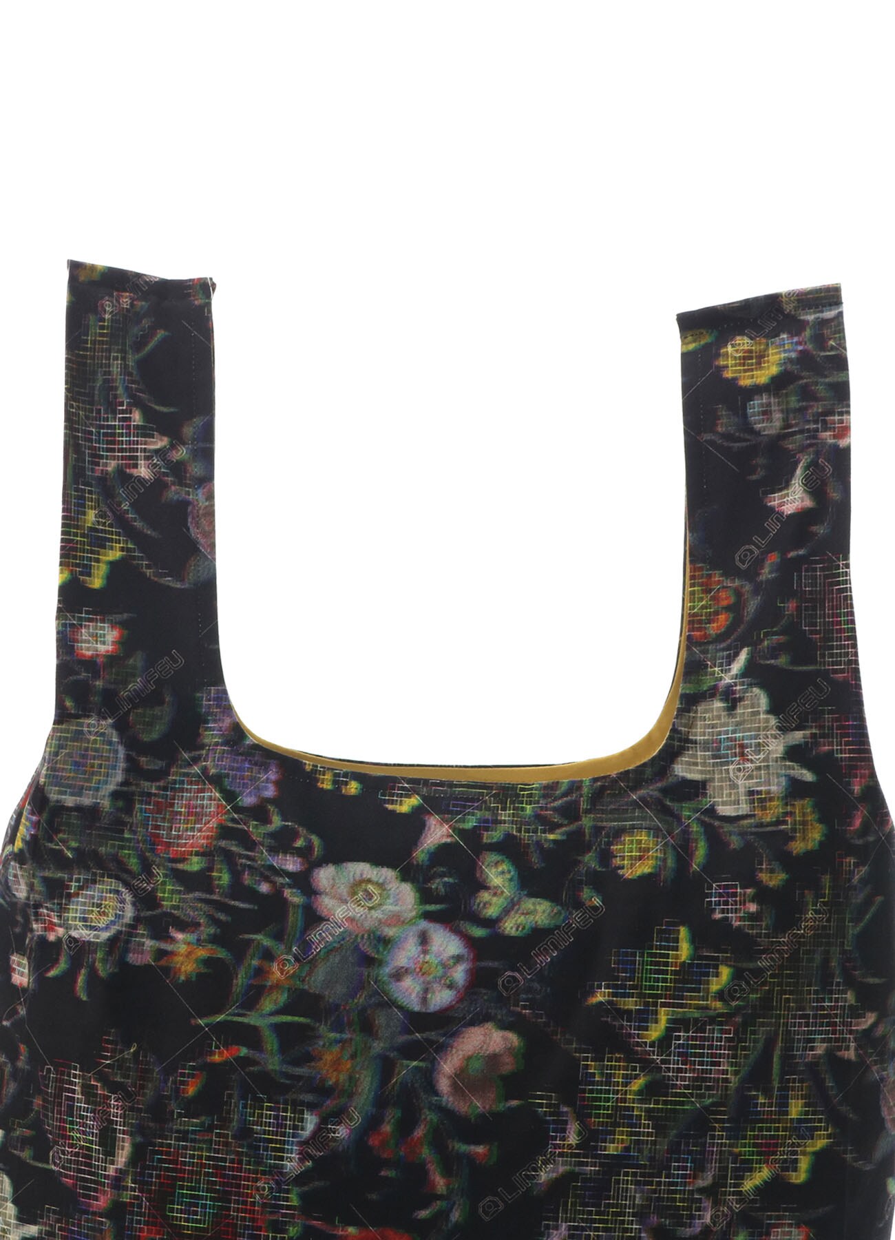 Mosaic Flower Print Cotton Shopping Bag