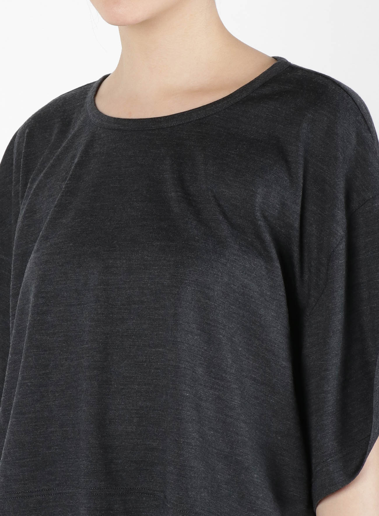 Silky Wool Plain stitch Susupender Half Sleeve T-Shirt
