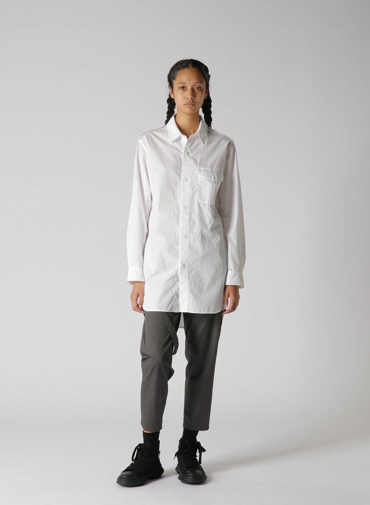 COTTON BROADCLOTH SHIRT WITH EPAULETTES