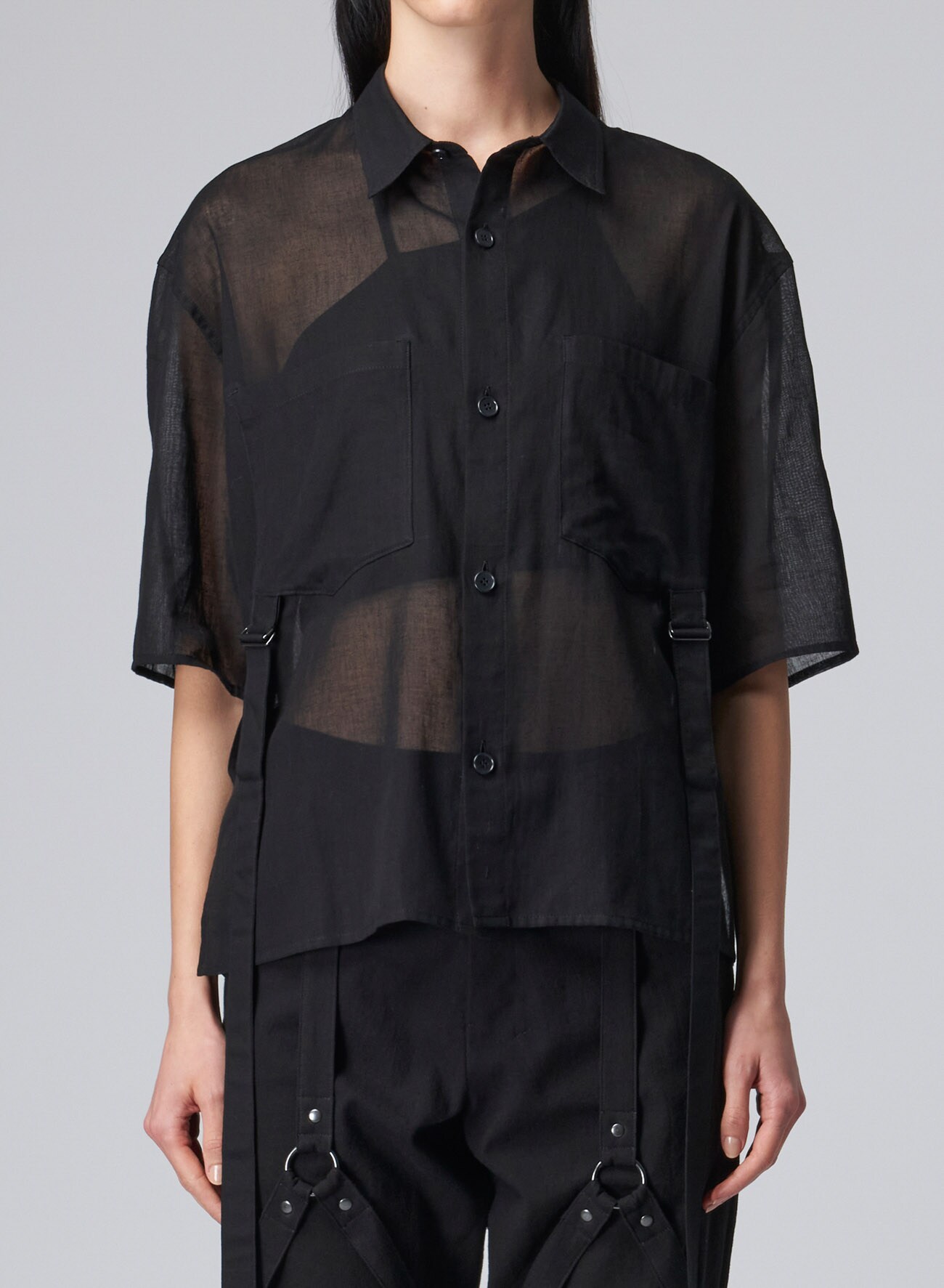 COTTON GAUZE BUTTON-UP SHORT SLEEVE SHIRT