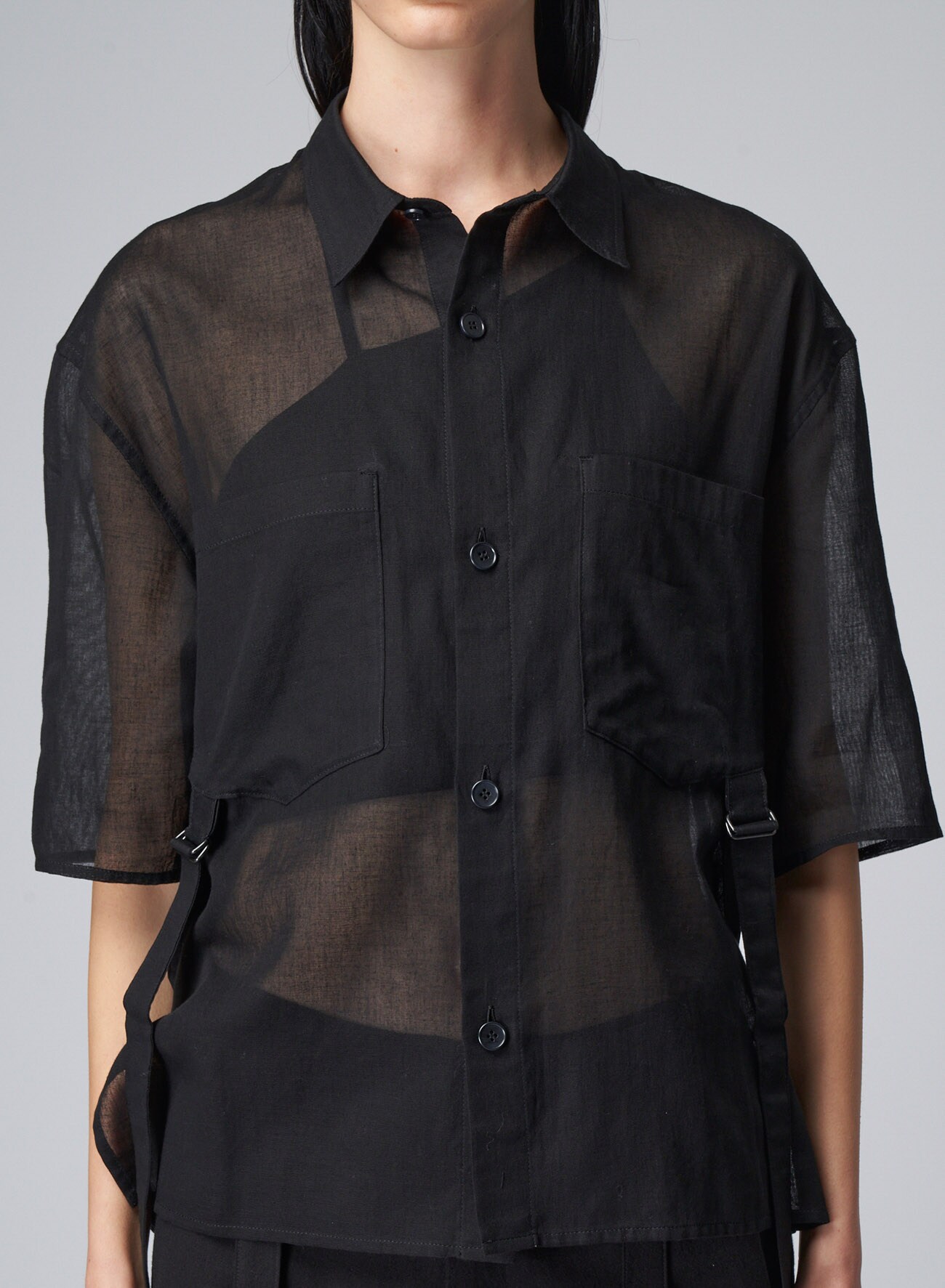 COTTON GAUZE BUTTON-UP SHORT SLEEVE SHIRT