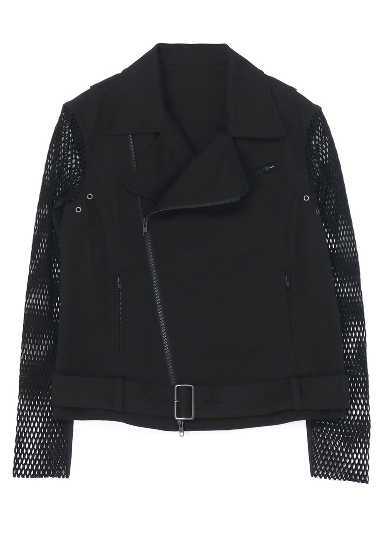 COTTON DRILL BIKER JACKET WITH MESH SLEEVES
