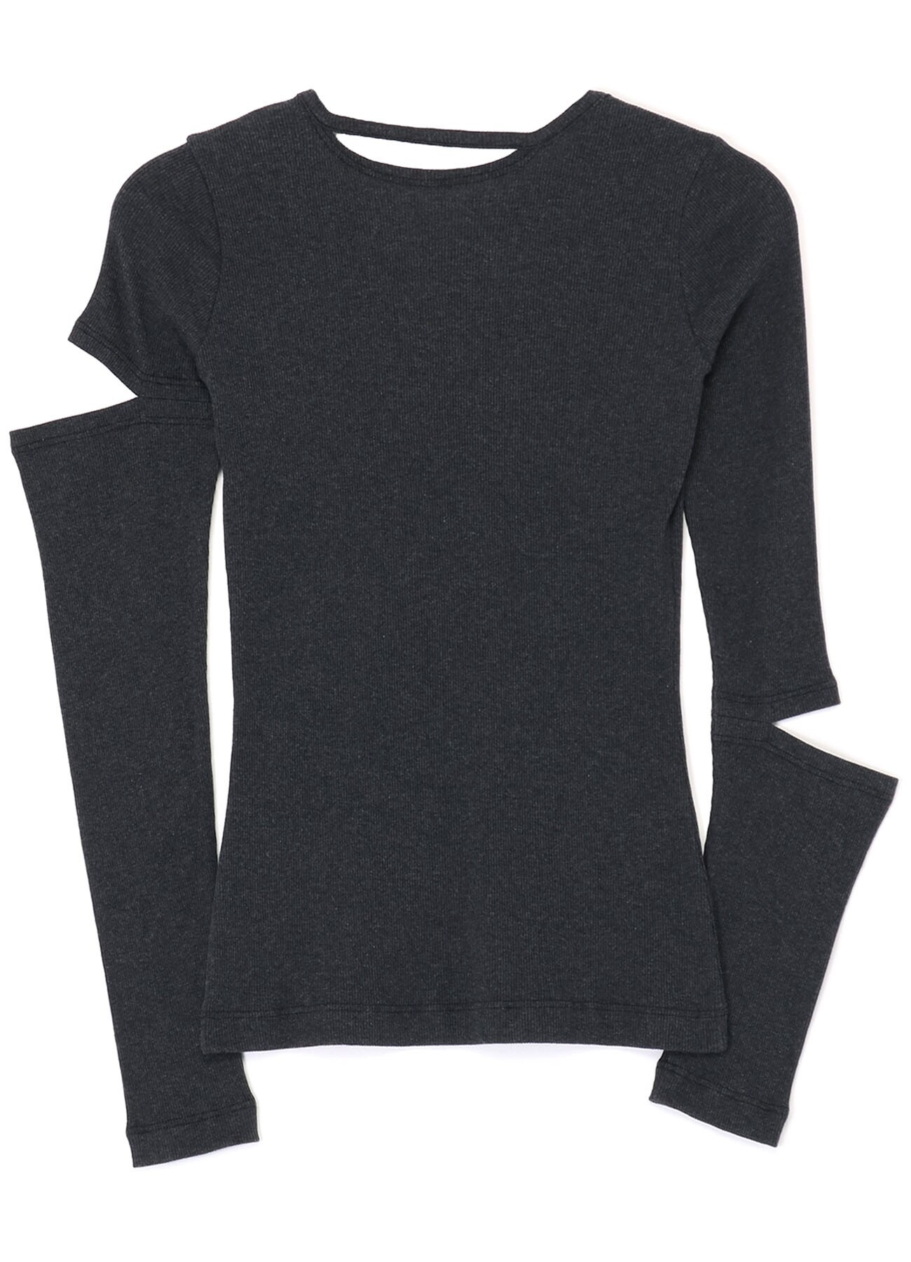 RIB STITCH LONG SLEEVE T-SHIRT WITH ARM SLITS