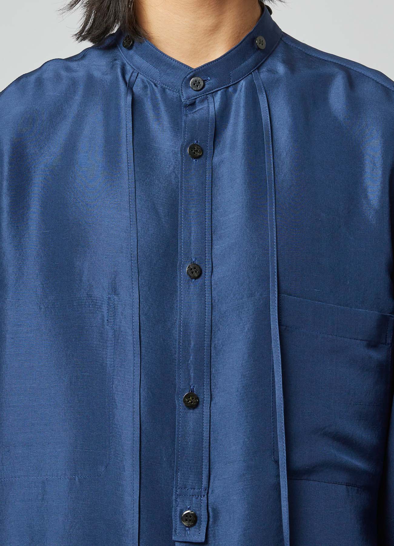 INDIA INDIGO DYEING SHANTUNG STRING BLOUSE WITH SPARE COLLAR BLOUSE