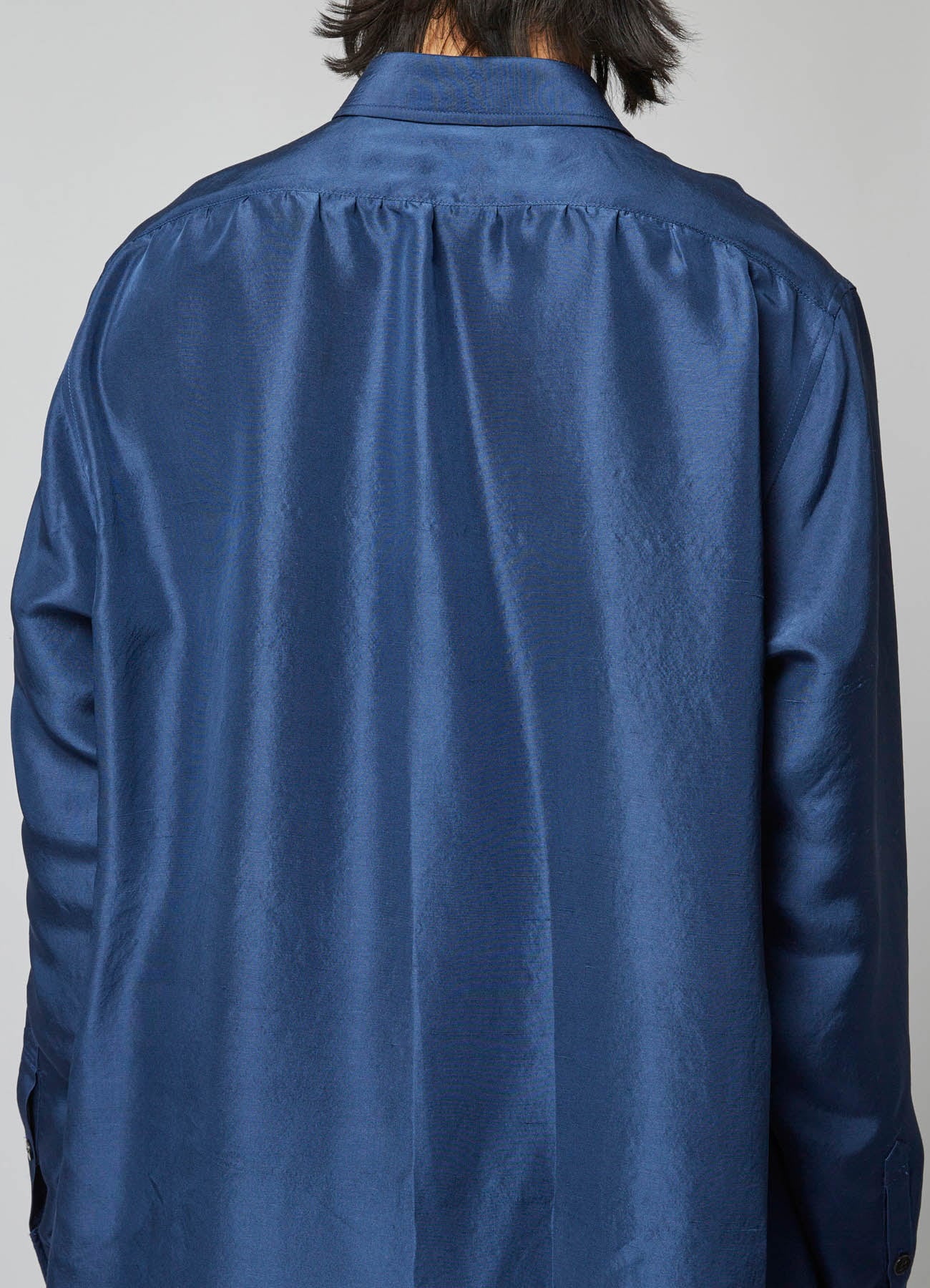 INDIA INDIGO DYEING SHANTUNG STRING BLOUSE WITH SPARE COLLAR BLOUSE