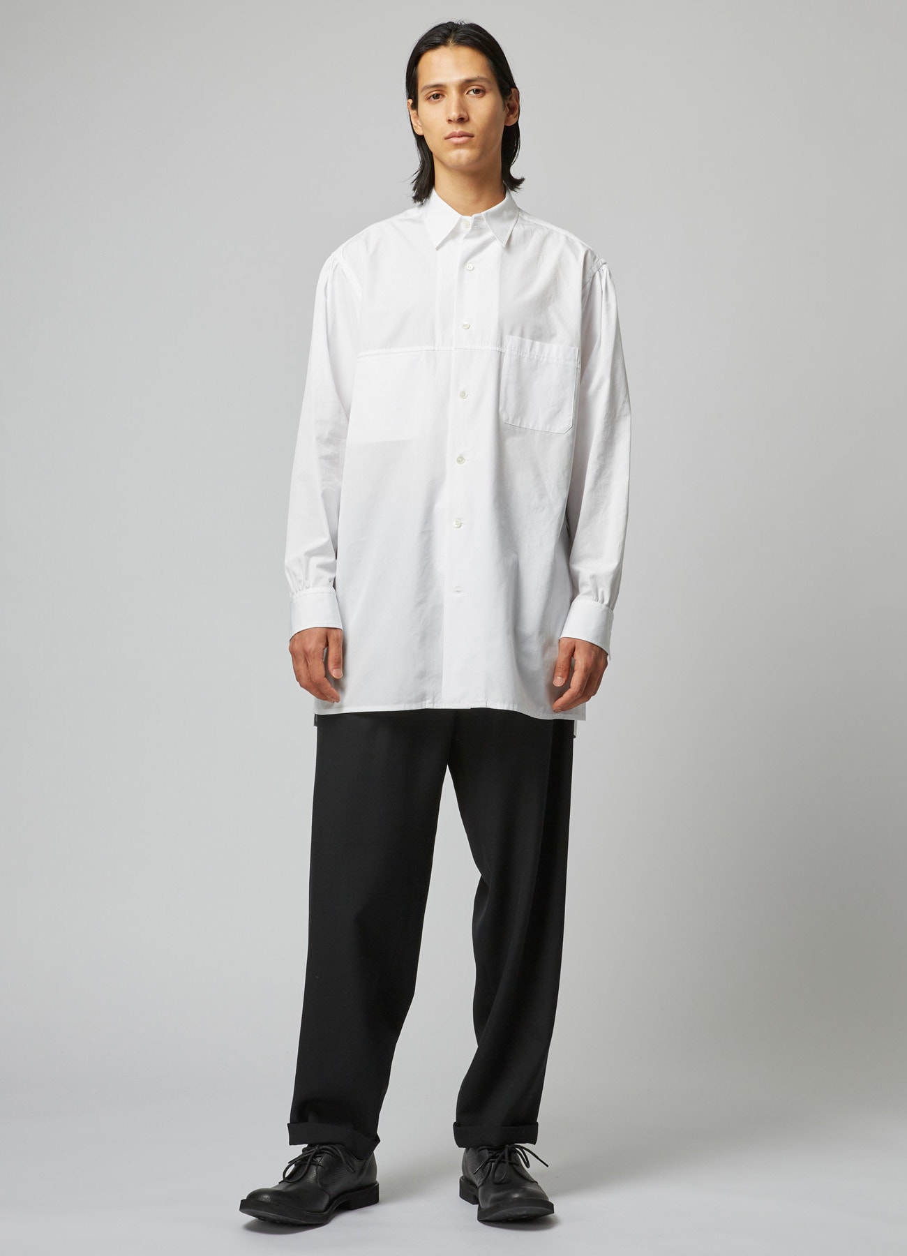 CLASSIC COTTON BROADCLOTH SHIRT WITH WIDE SLEEVE PLACKETS