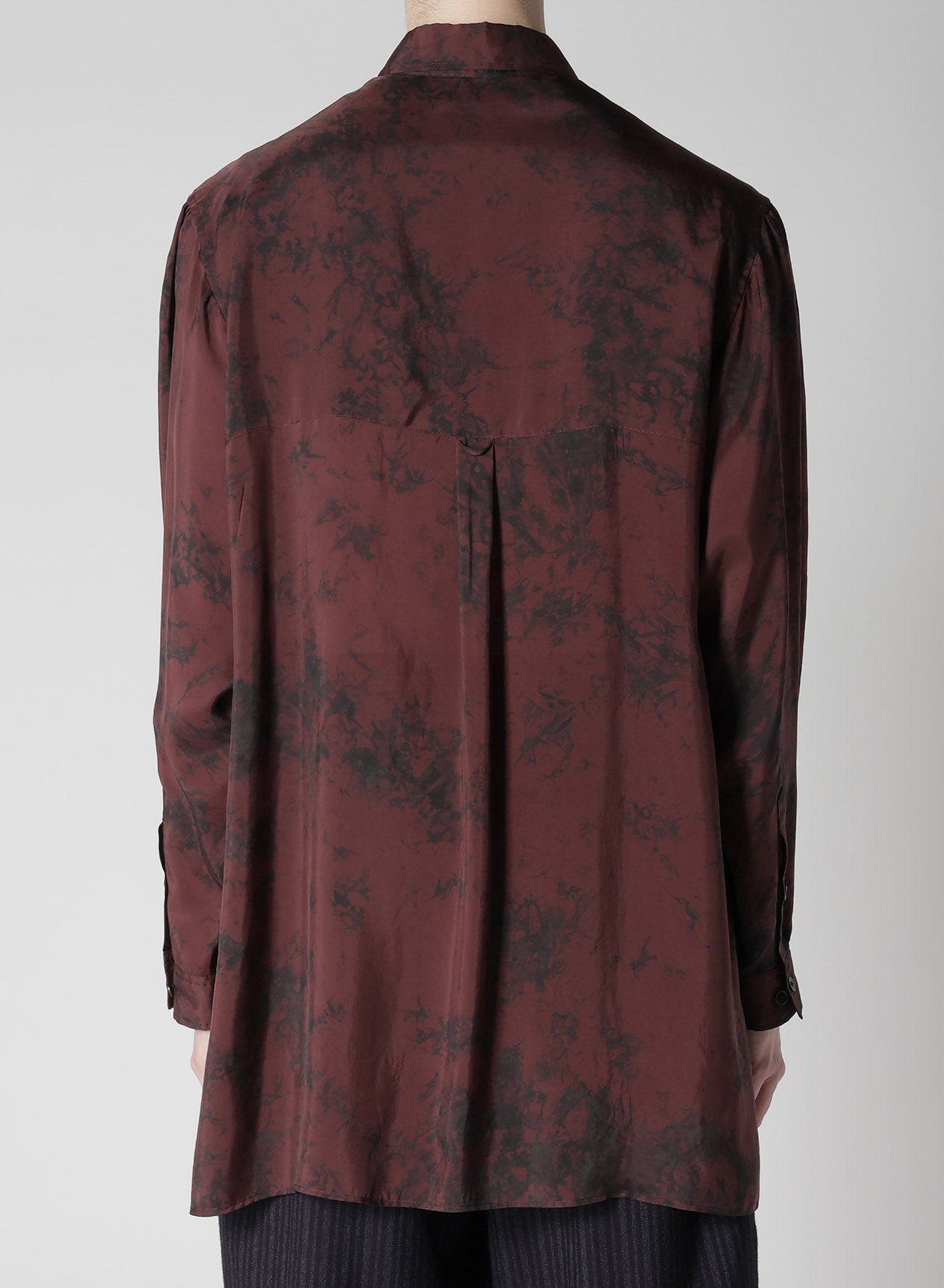 CUPRO TAFFETA BIG SHIRT WITH UNEVEN DYED