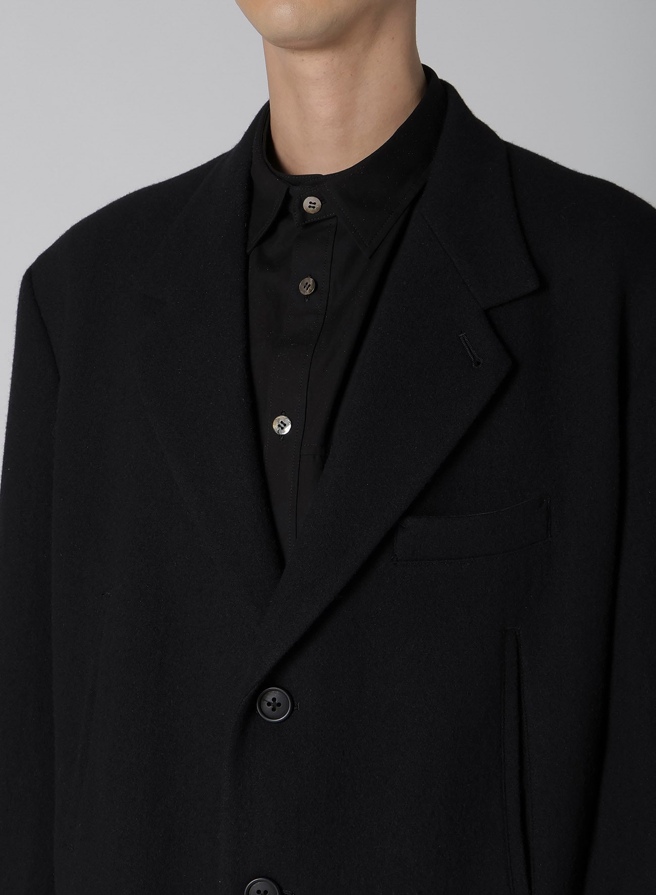 WOOL NYLON LONG JACKET WITH MACKIN SLEEVE