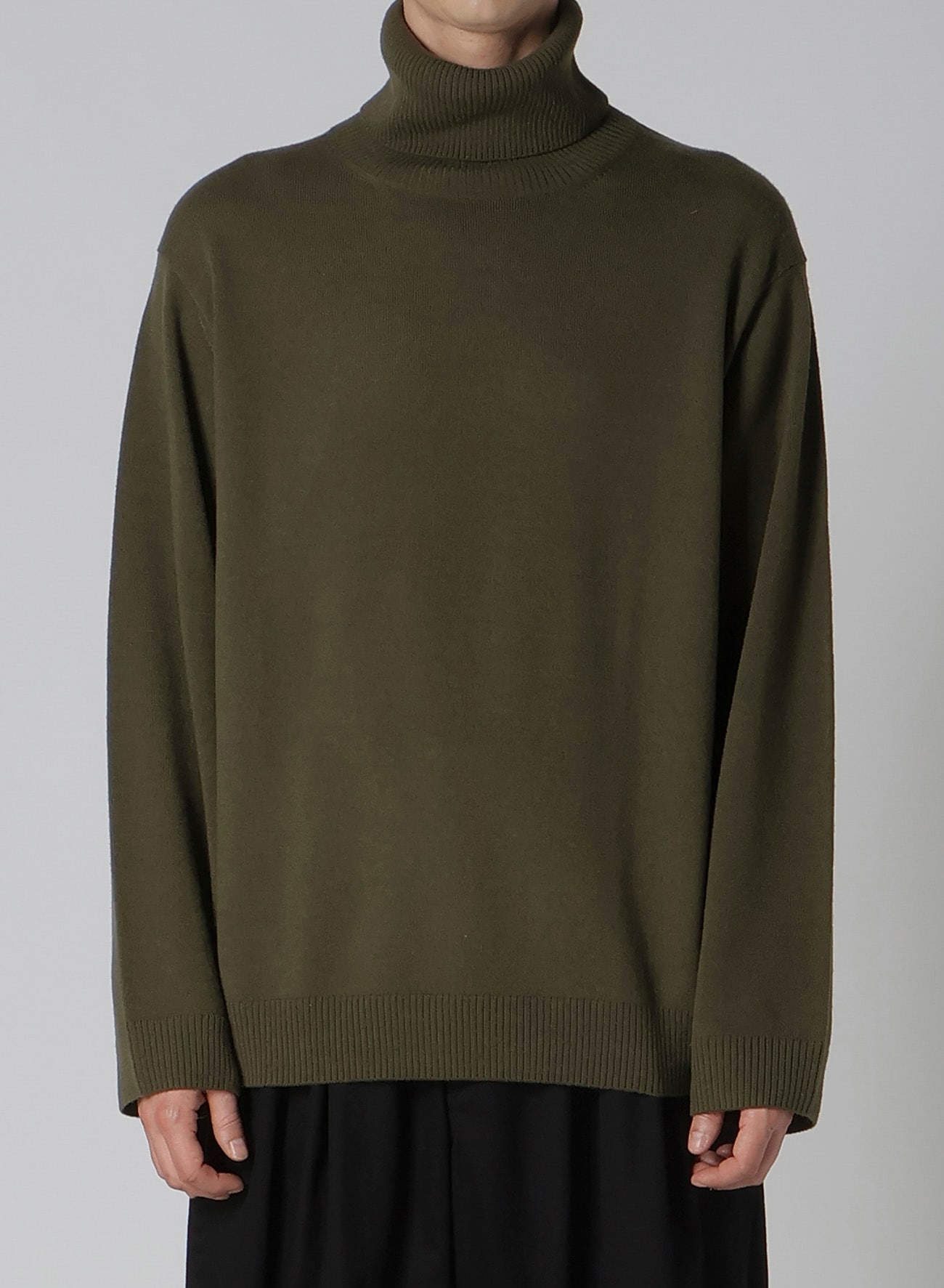 TURTLE NECK INTARSIA KNIT WITH "Y's for men" LOGO