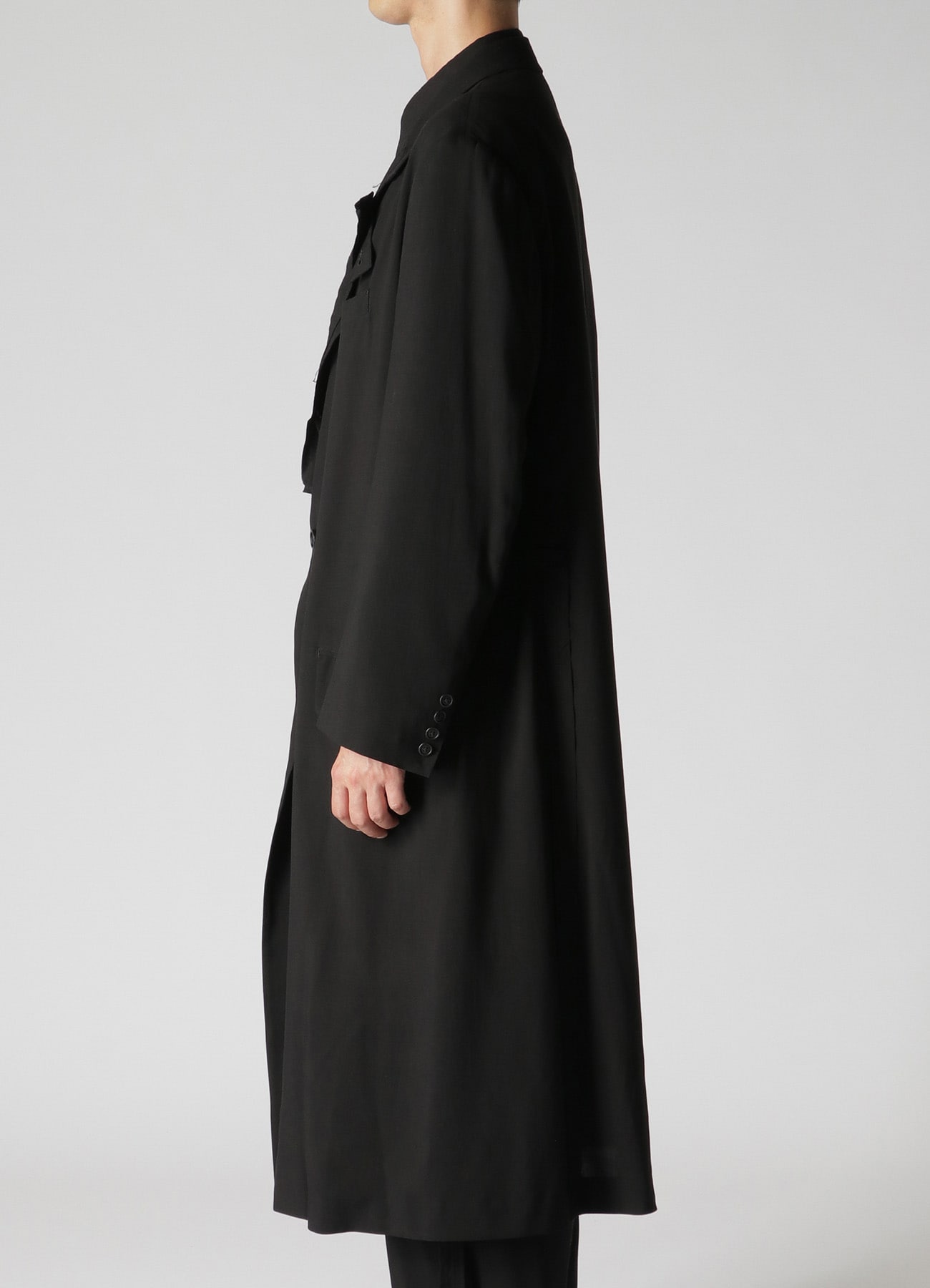 RAYON CAMBRIC LONG JACKET WITH DECORATIVE CLOTH