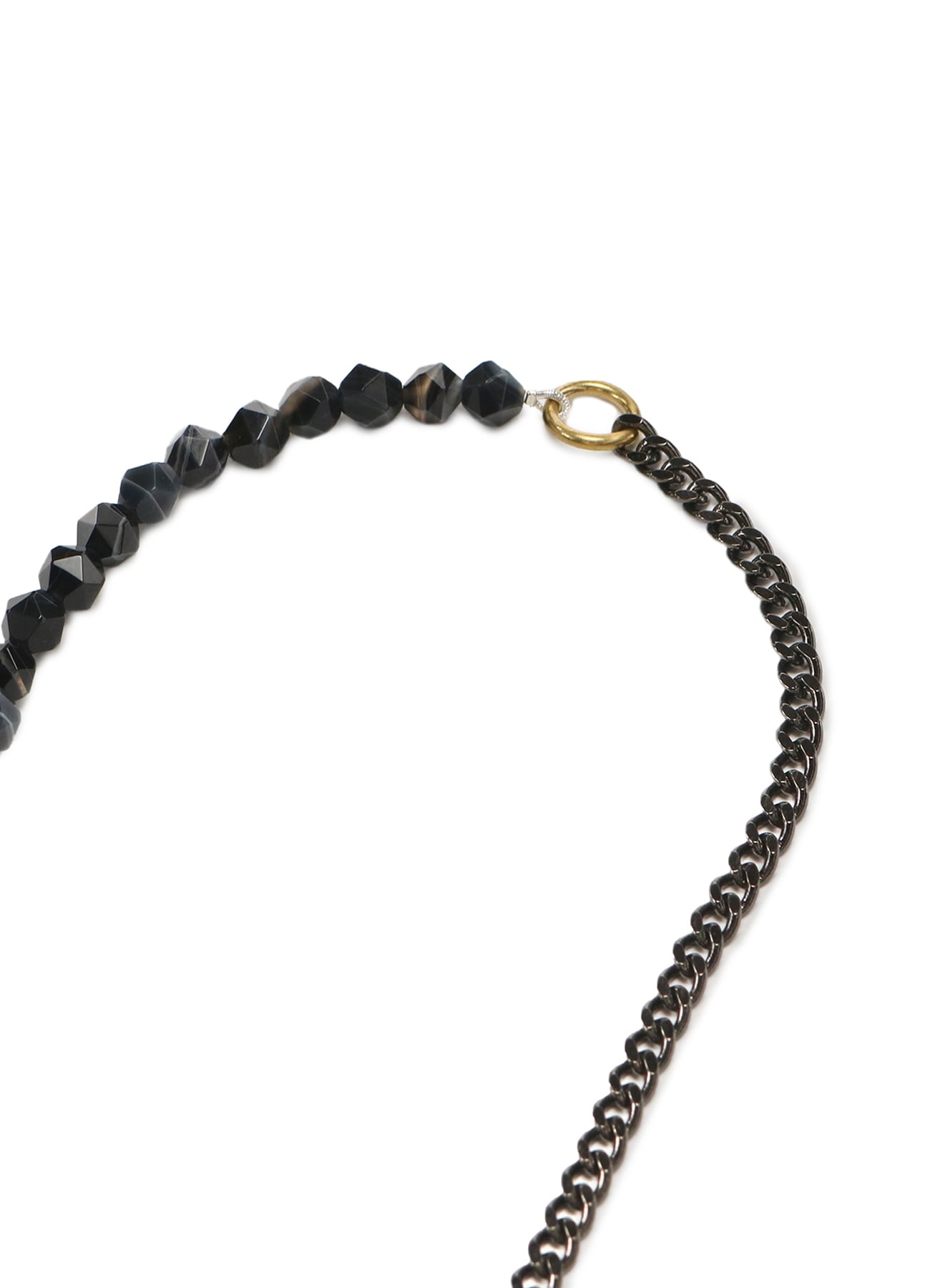 Onyx Brass Chain Necklace Bracelet (FREE SIZE Silver): S'YTE 