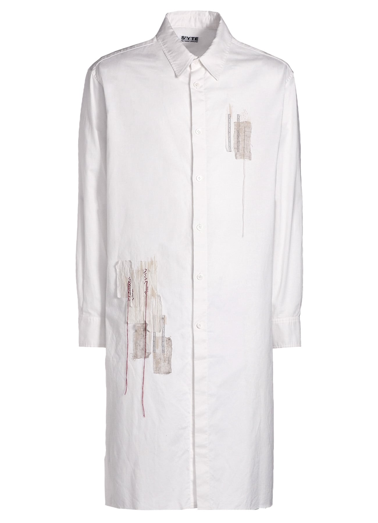 COTTON TWILL "BORO"APPLIQUE LONG SHIRT