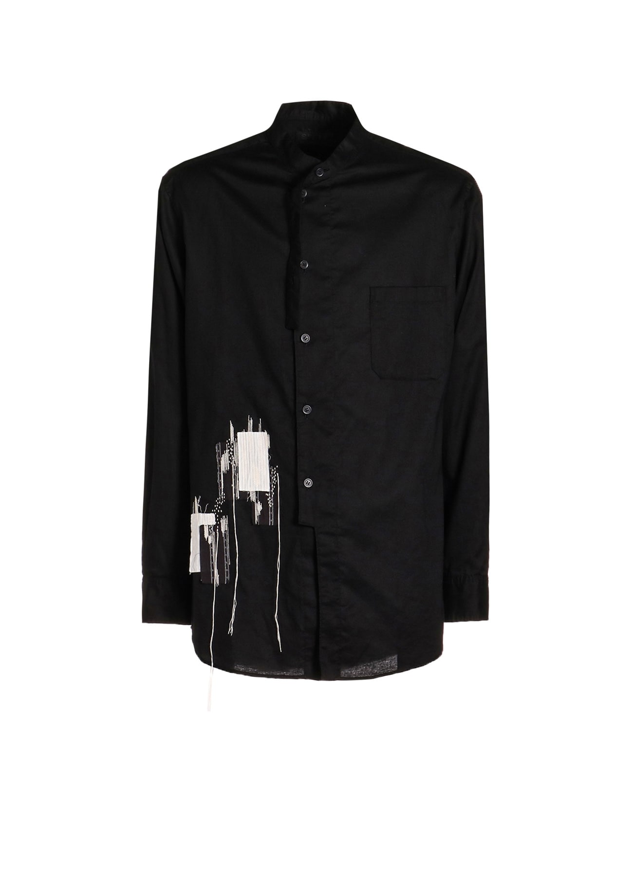 COTTON TWILL "BORO"APPLIQUE STAND COLLAR SHIRT