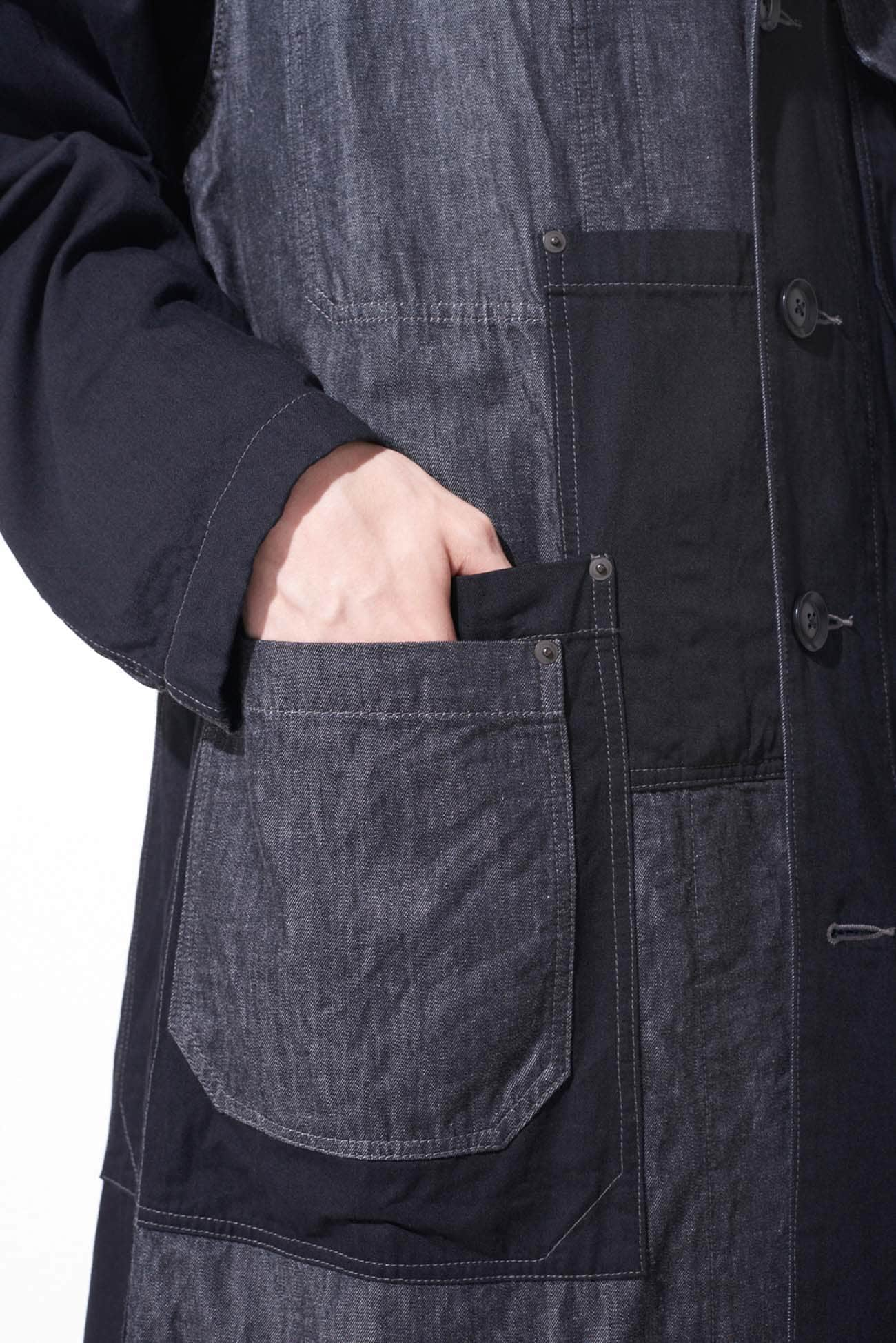 7OZ DENIM CRAZY PATCHWORK SHOP COAT