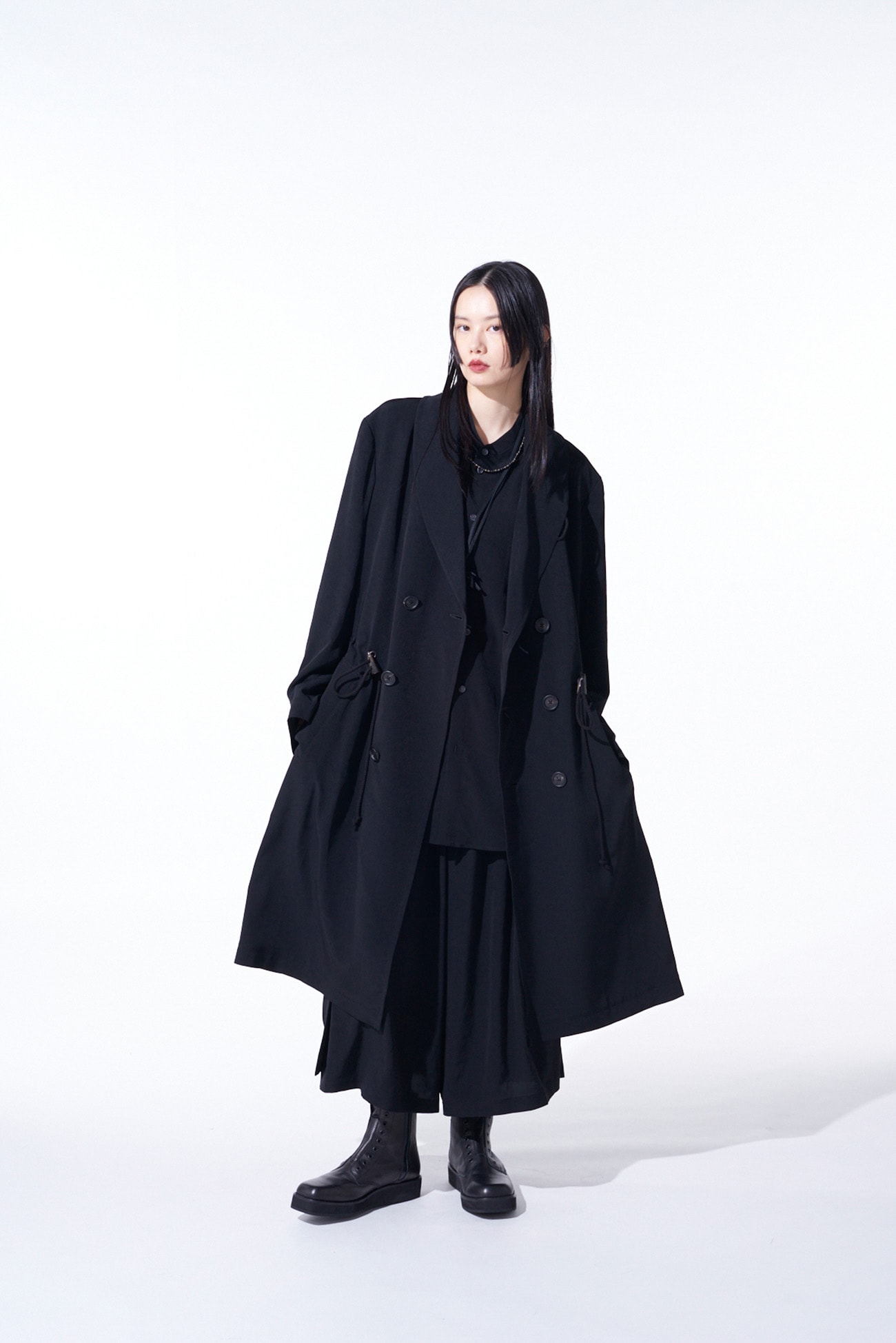 CREPE de CHINE SHAWL COLLAR DOUBLE-BREASTED COAT