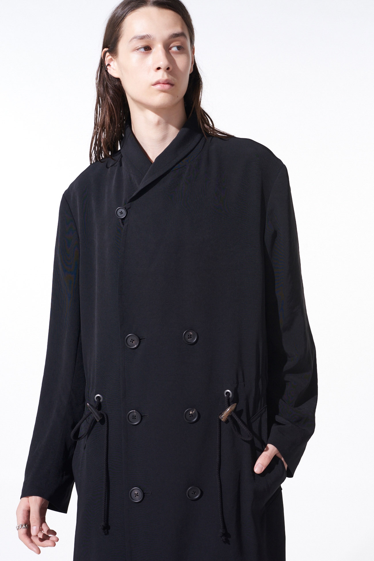 CREPE de CHINE SHAWL COLLAR DOUBLE-BREASTED COAT