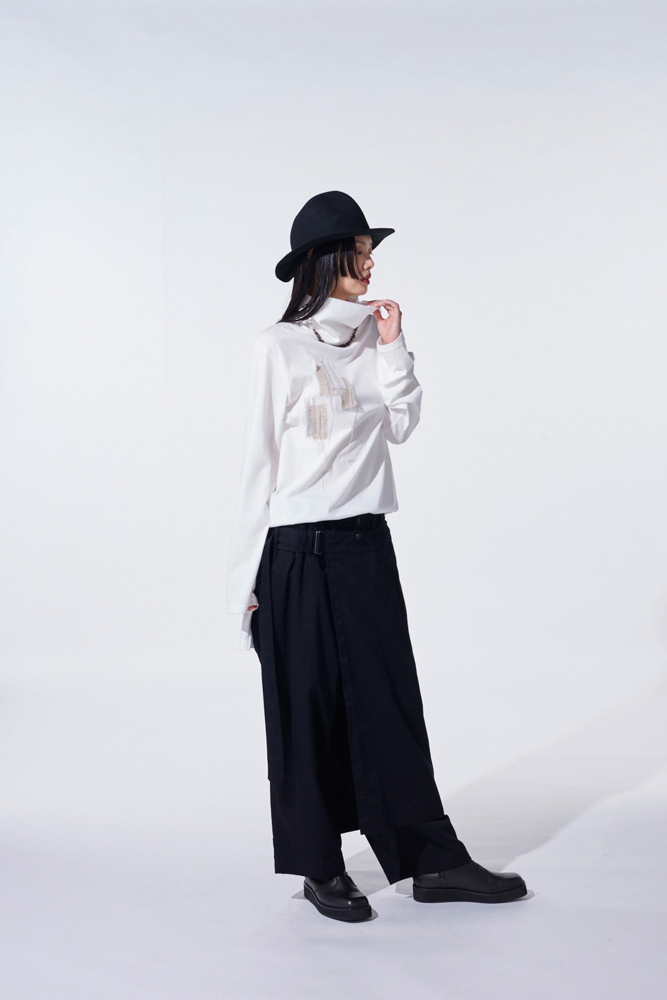 COTTON TWILL WRAP PANTS