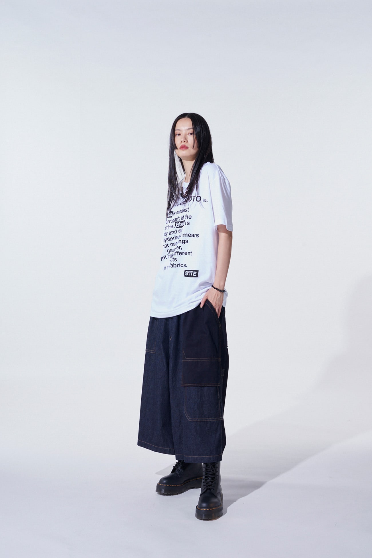 7OZ DENIM CRAZY PATCHWORK CULOTTE PANTS