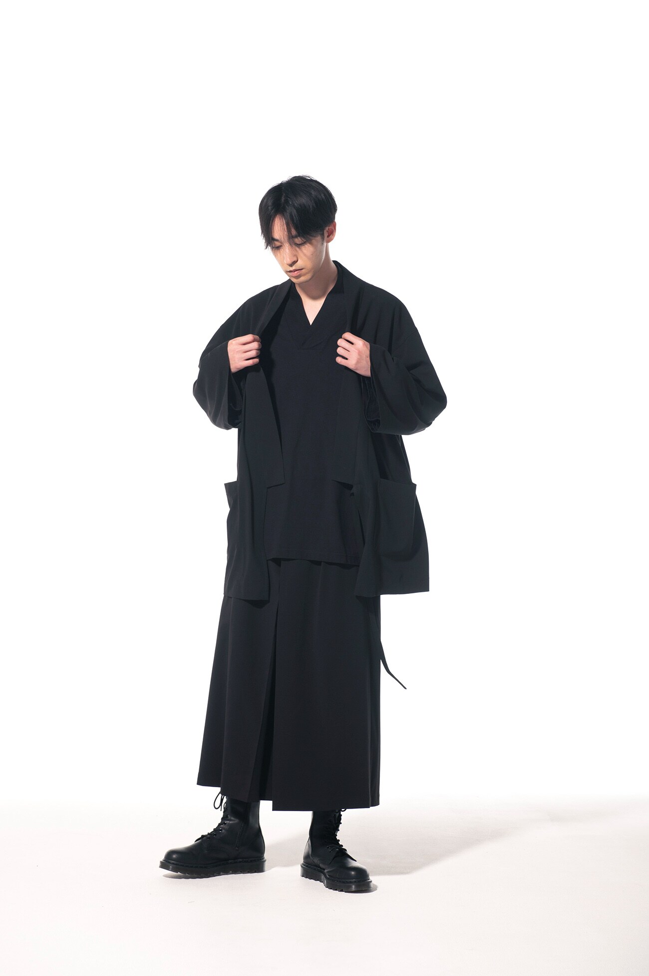 40/2 Cotton Jersey Kimono Layered Vneck 6part Length Sleeve Pullover