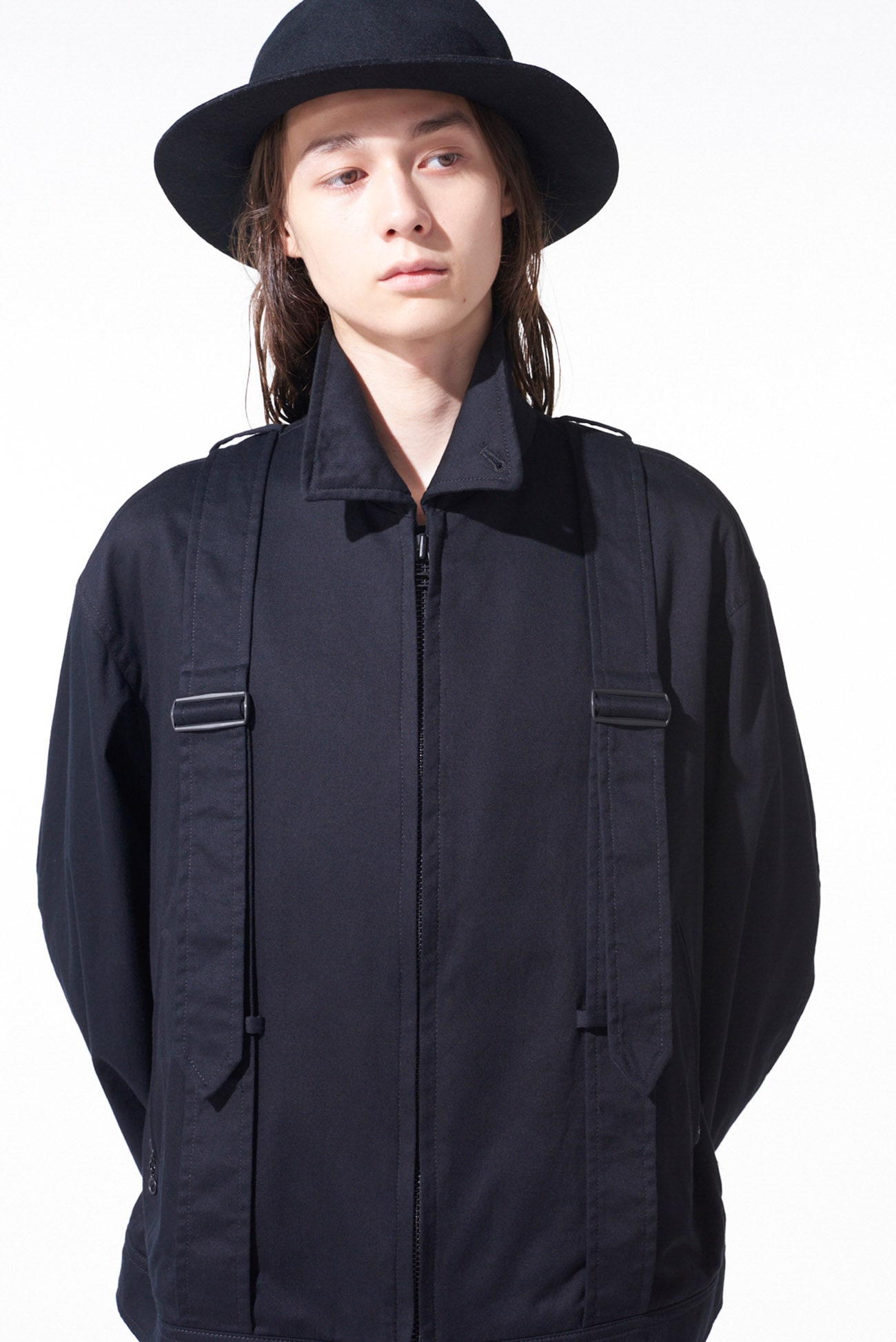 COTTON TWILL OVERSIZED BELTED "Y" BLOUSON