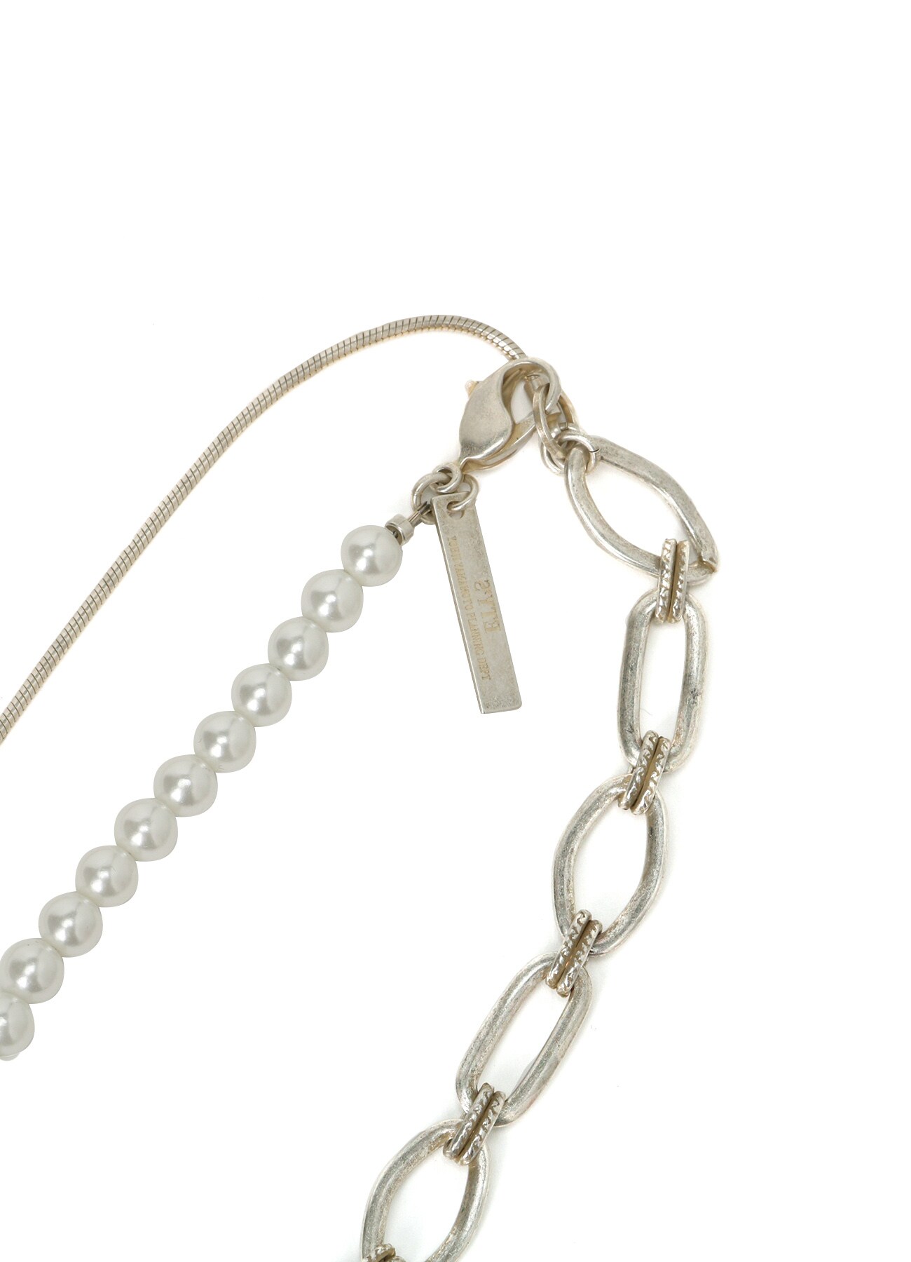 PEARL + CHAIN NECKLACE(FREE SIZE Silver): S'YTE｜THE SHOP YOHJI