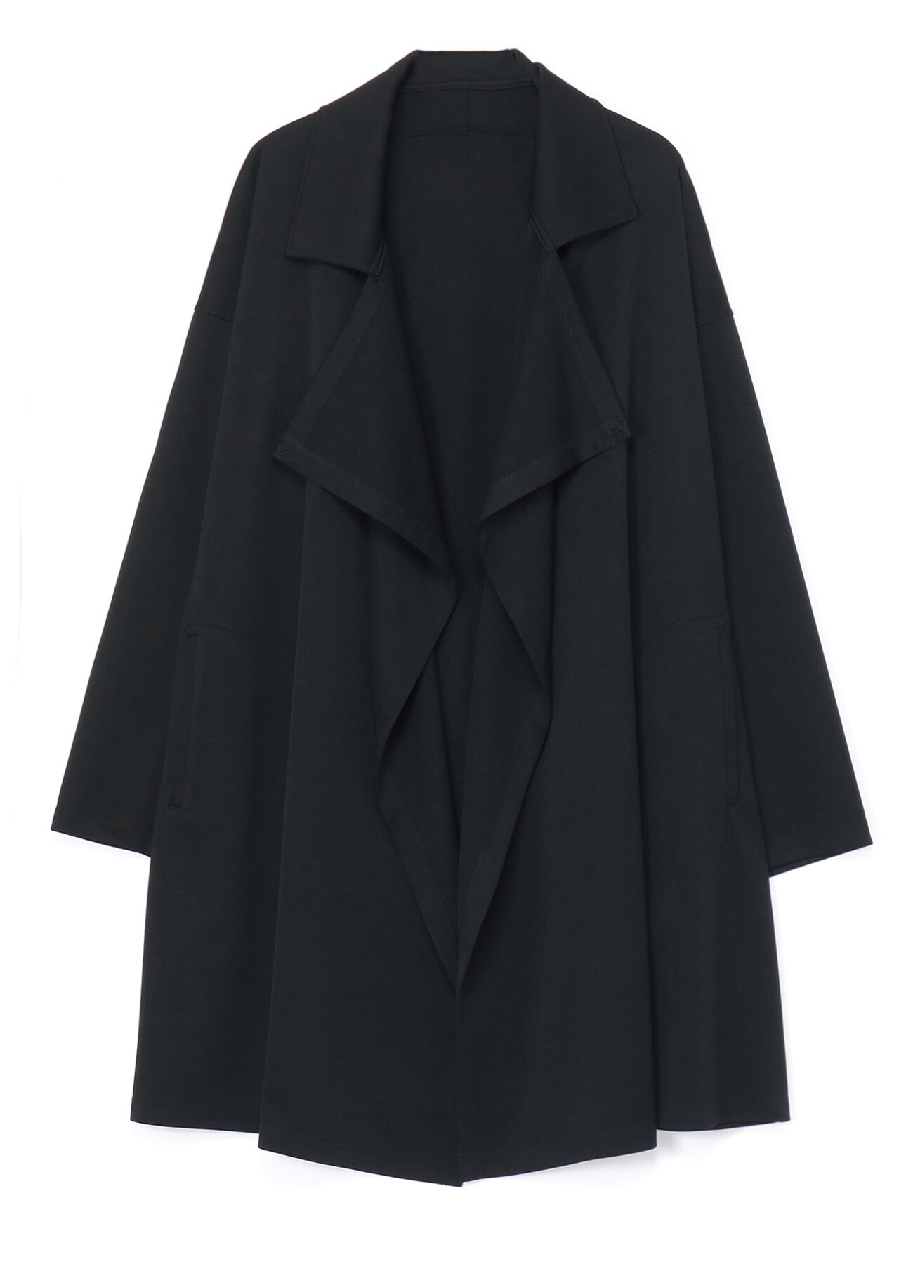 SMOOTH POLYESTER FLAME DOUBLE DRAPE COAT