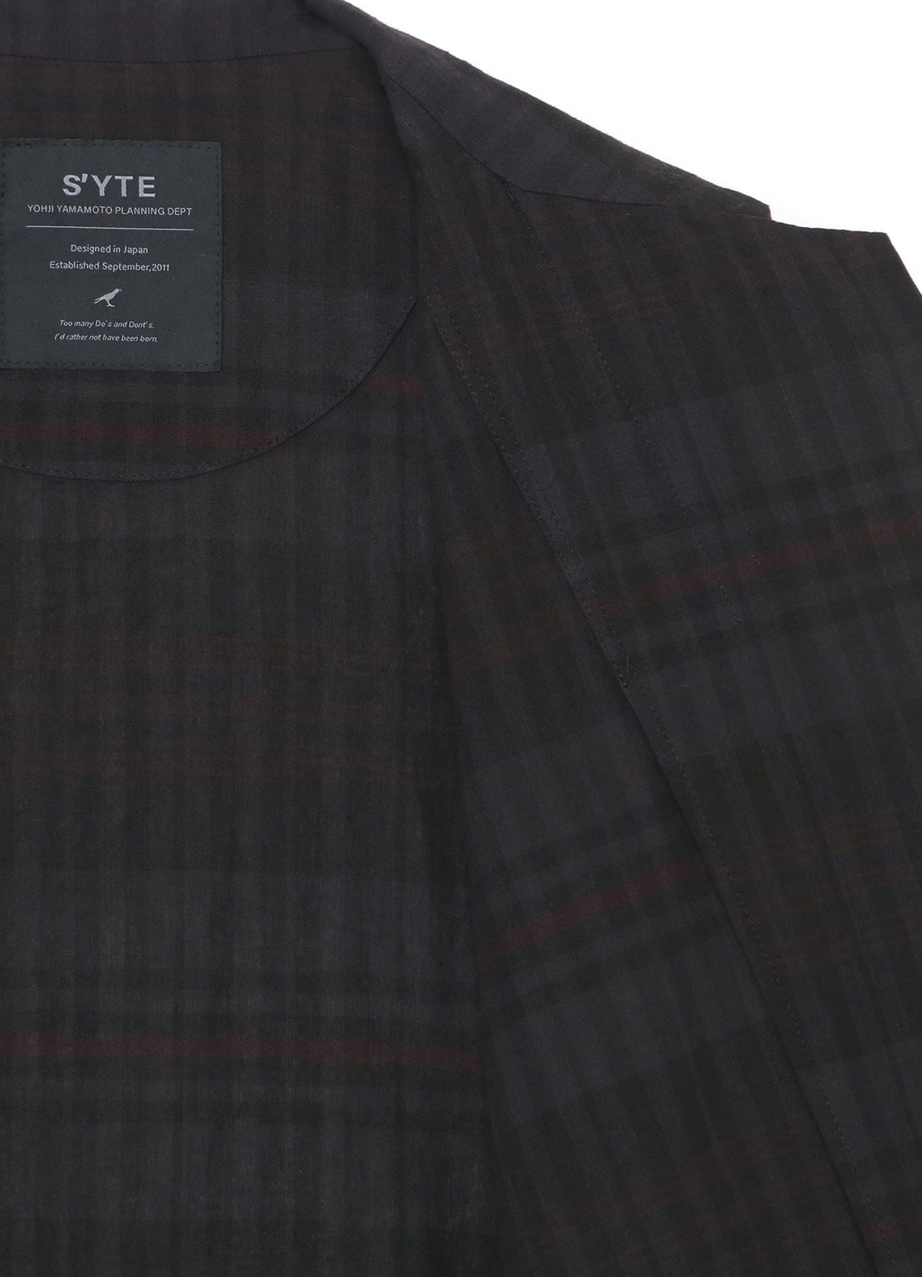 UNEVENLY DYED BLACK & WHITE MADRAS CHECK LONG JACKET(M Black x