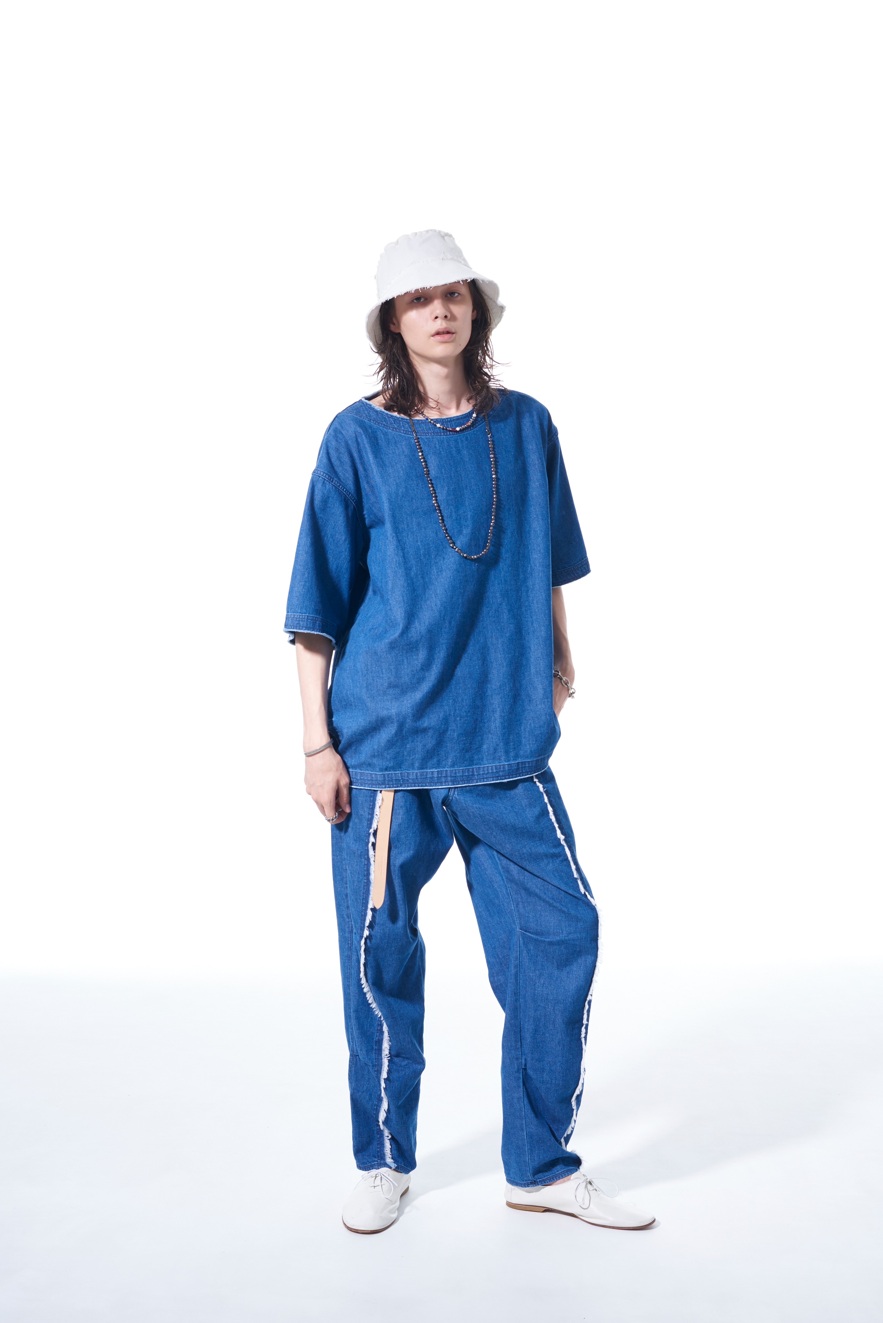 8OZ DENIM PANTS WITH RIPPED LINE DETAIL(M Light Blue): S'YTE｜THE 