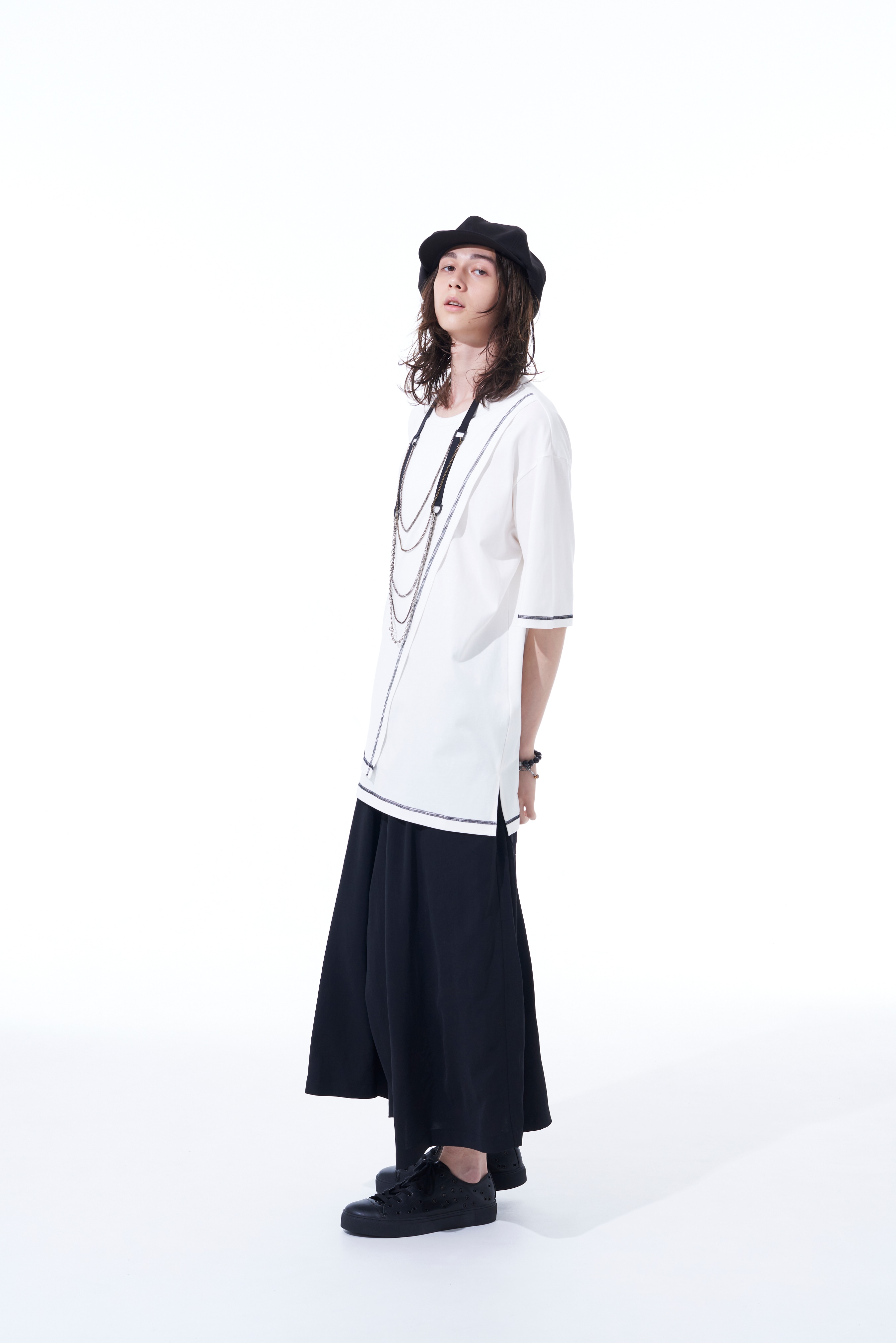 POLYESTER WASHER TWILL LEFT WRAP ASYMMETRY PANTS