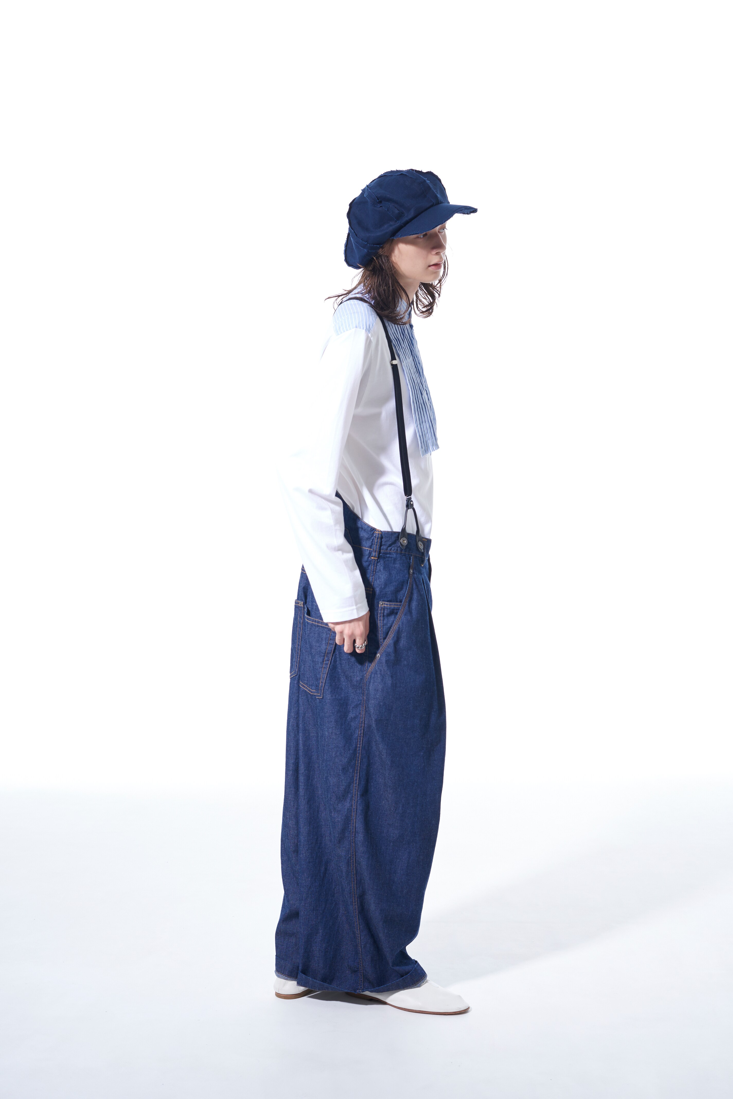 8OZ DENIM BUGGY PANTS WITH SUSPENDER BUTTONS