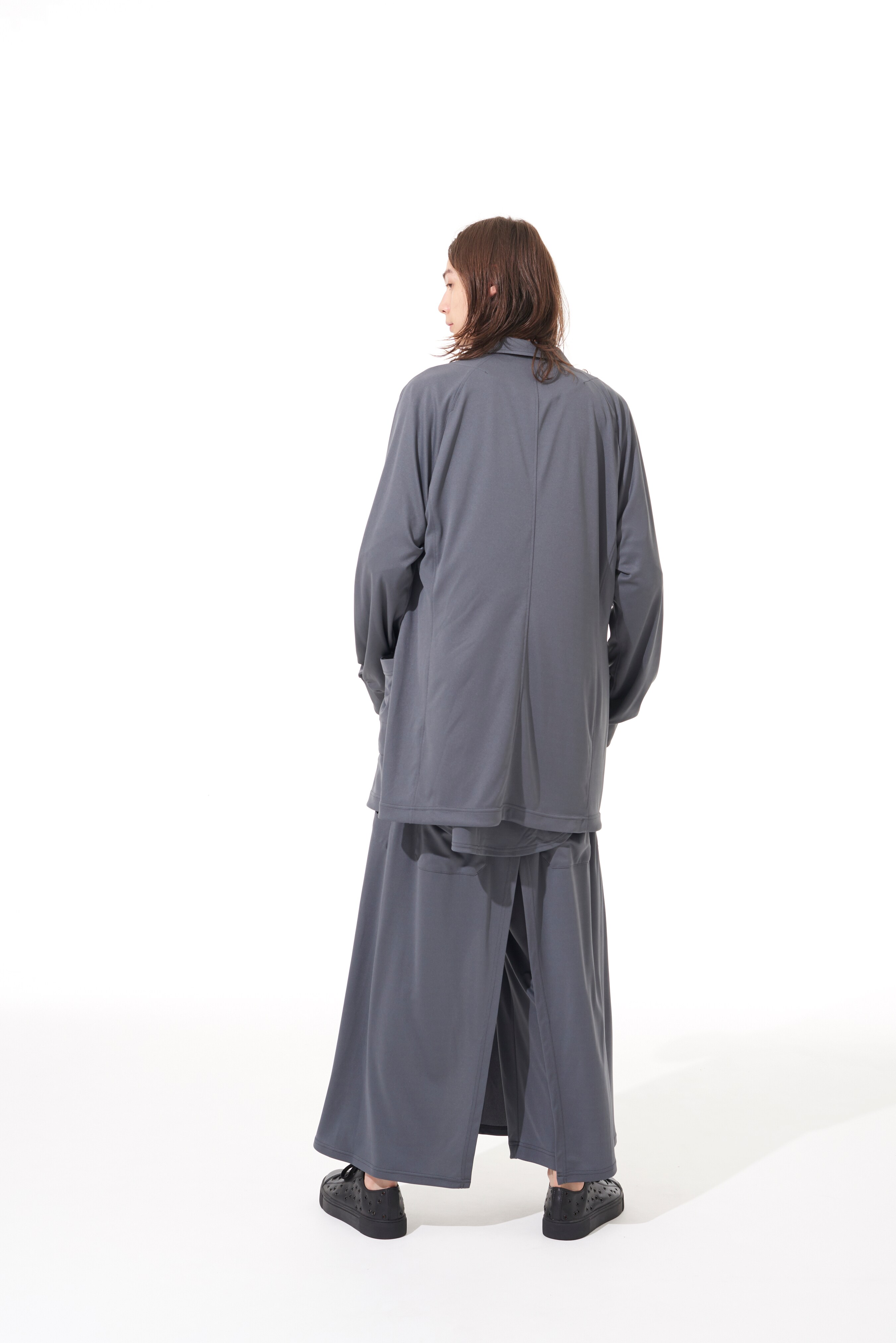 HIGH-GAUGE POLYESTER SMOOTH JERSEY  LAYERED PANTS