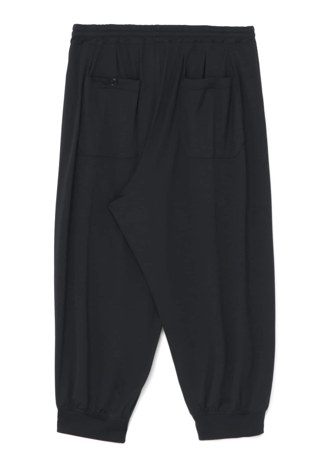 HIGH-GAUGE POLYESTER SMOOTH JERSEY PANTS WITH RIBBED HEMS(M Black