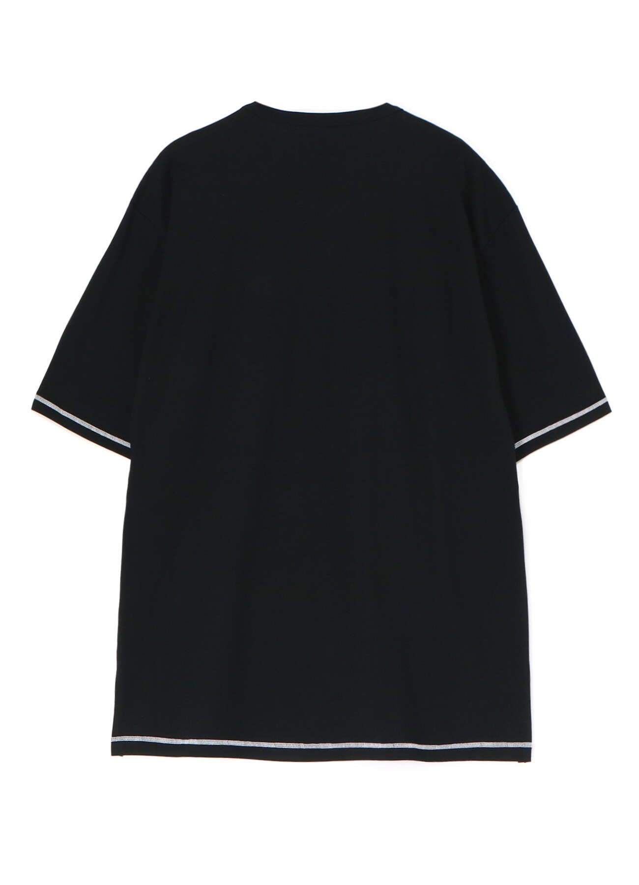 COTTON JERSEY CREW NECK HALF-LAYERED T-SHIRT WITH COLOR STITCH