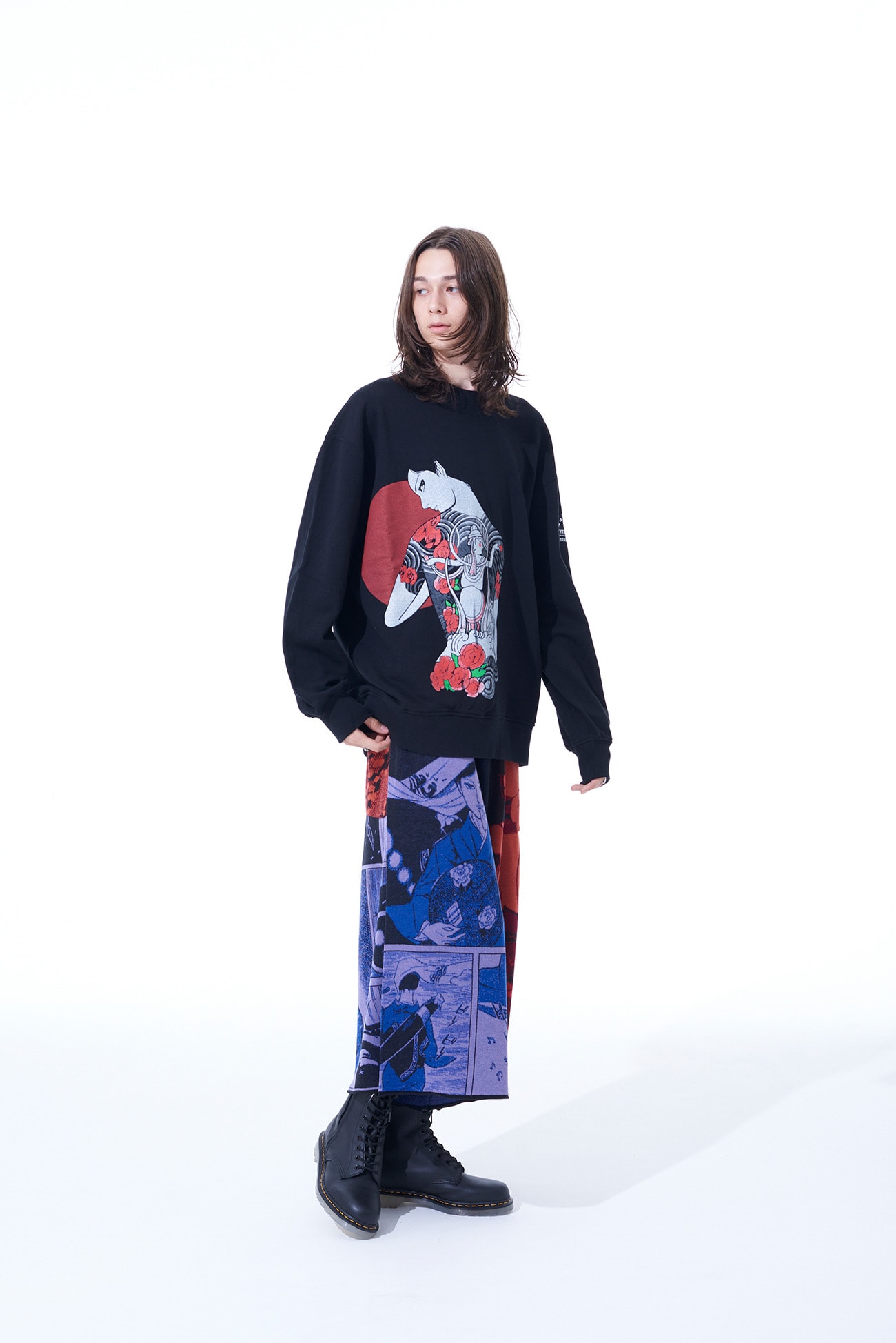 S'YTE x KAZUO KAMIMURA-TATTOO and WOMAN-FRENCH TERRY SWEAT SHIRT WITH PRINTED ILLUSTRATION