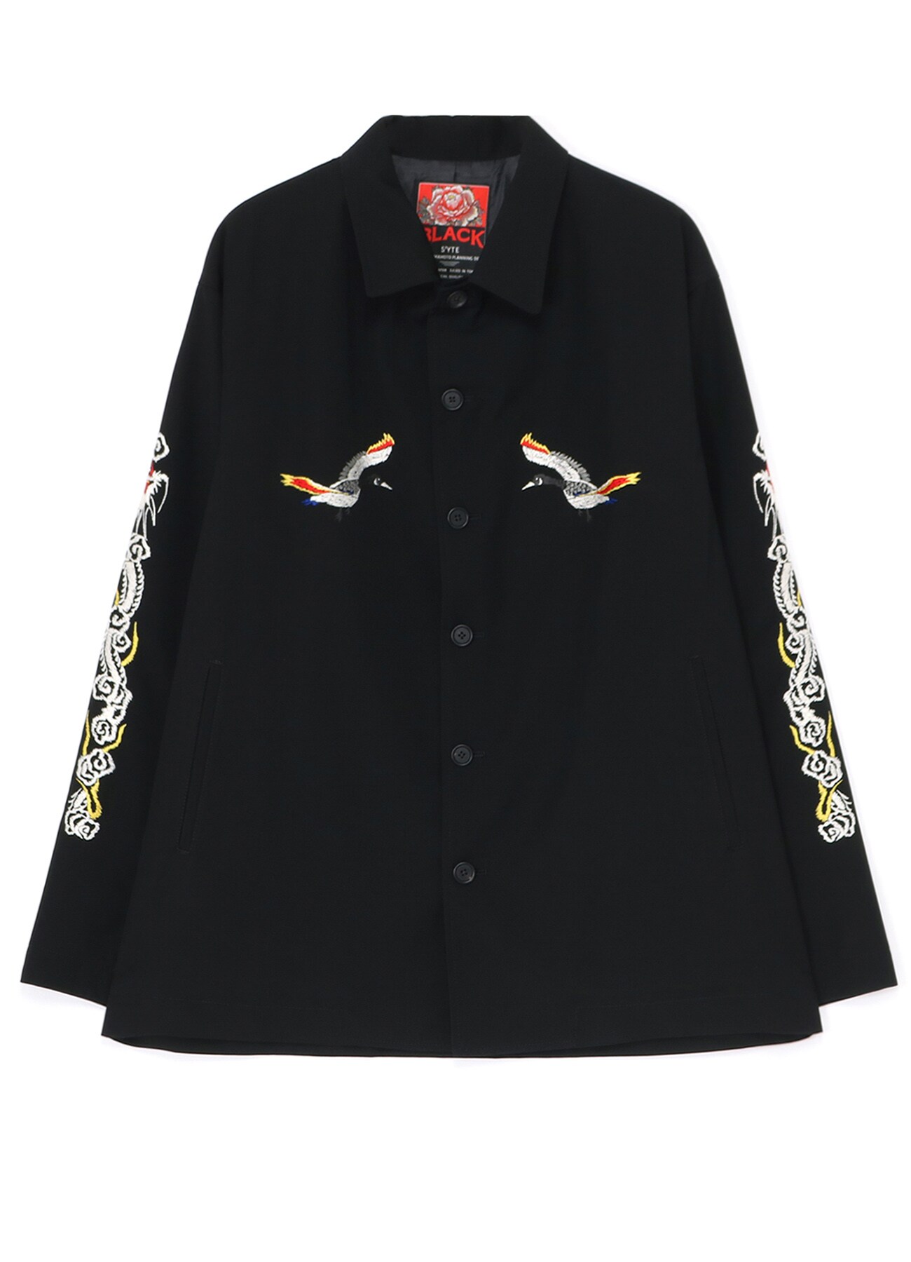 POLYESTER GABARDINE EMBROIDERED COACH JACKET(M Black): S'YTE｜THE