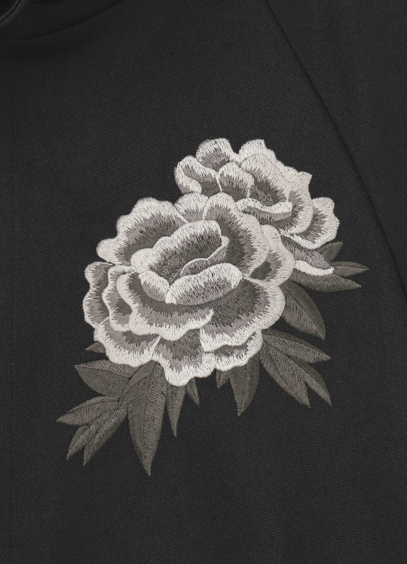 Pe/Smooth Jersey Peony Flower Embroidery Raglan Tweed Line Track Jacket <Black>