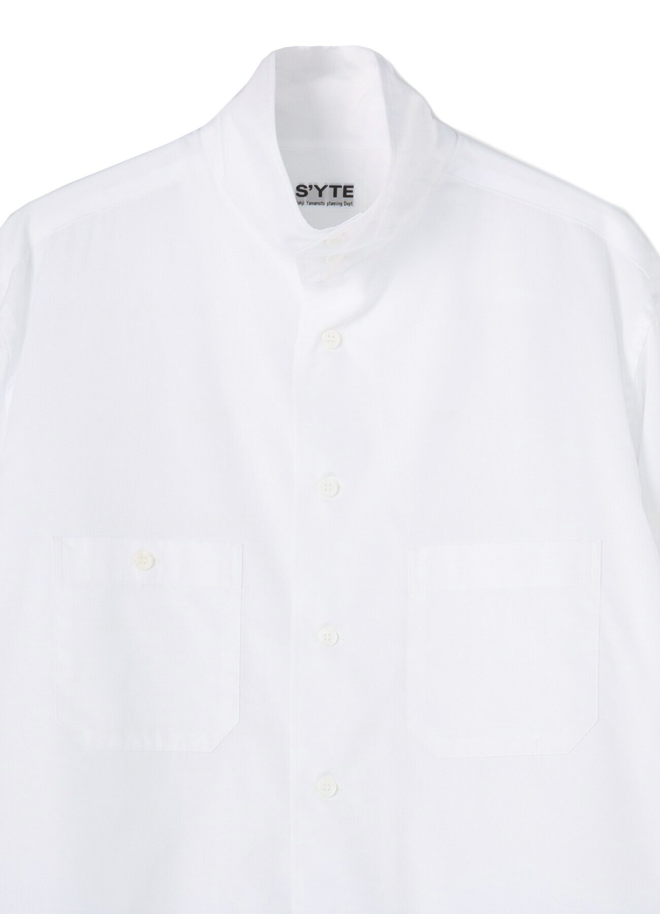 100/2 BROAD DOUBLE POCKET CHIN COLLAR SHIRT(M Whiite): S'YTE｜THE