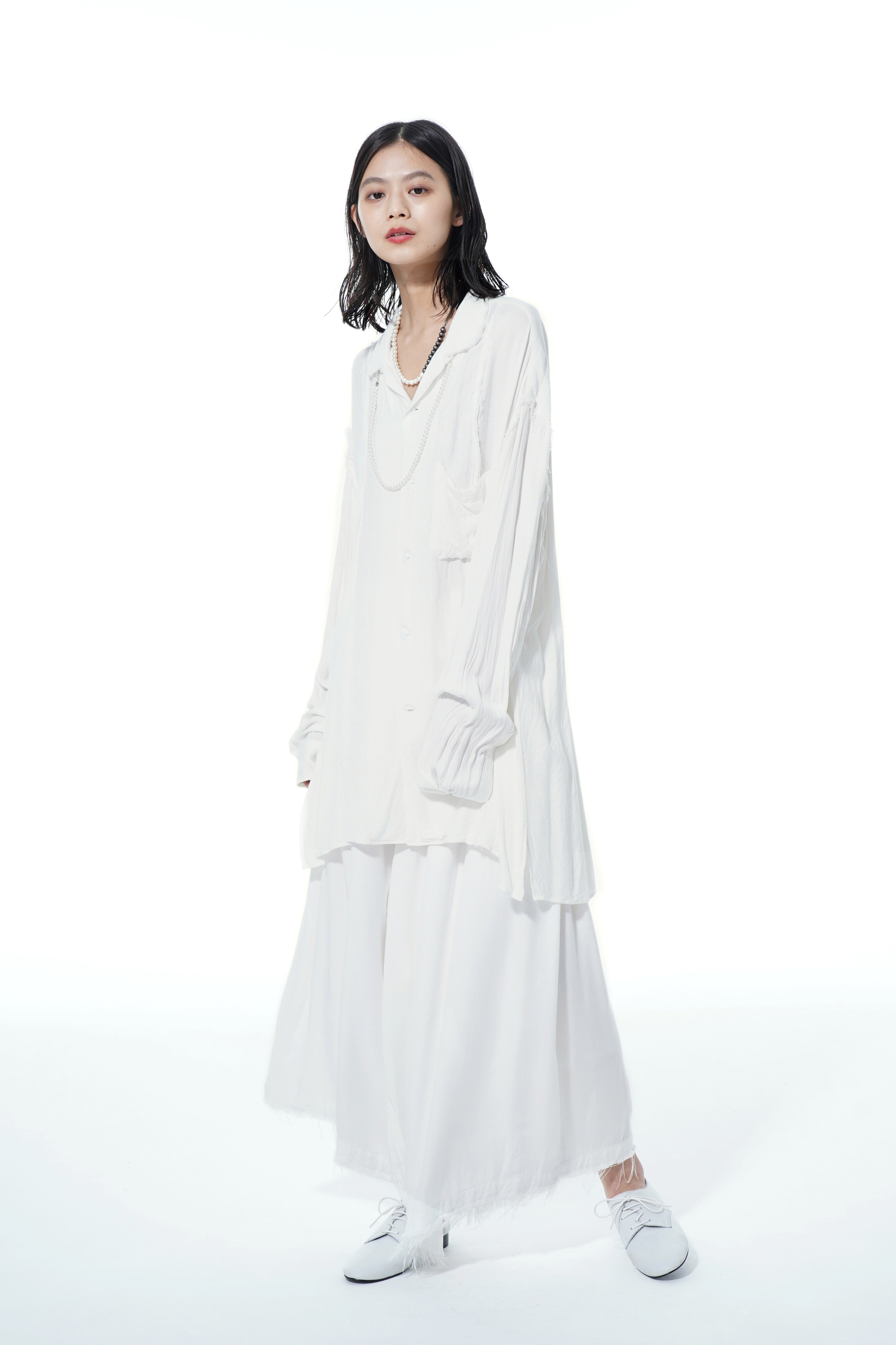 Viscose Twill Product Washing Process Cut-off Loose Fit Open Collar Shirt